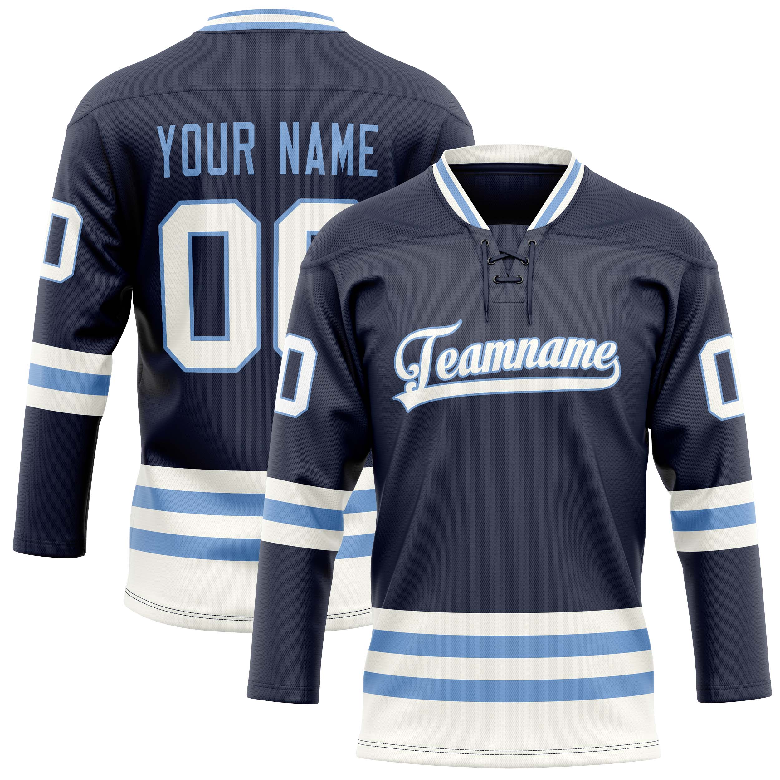 Maillot de hockey personnalisé bleu marine clair uni