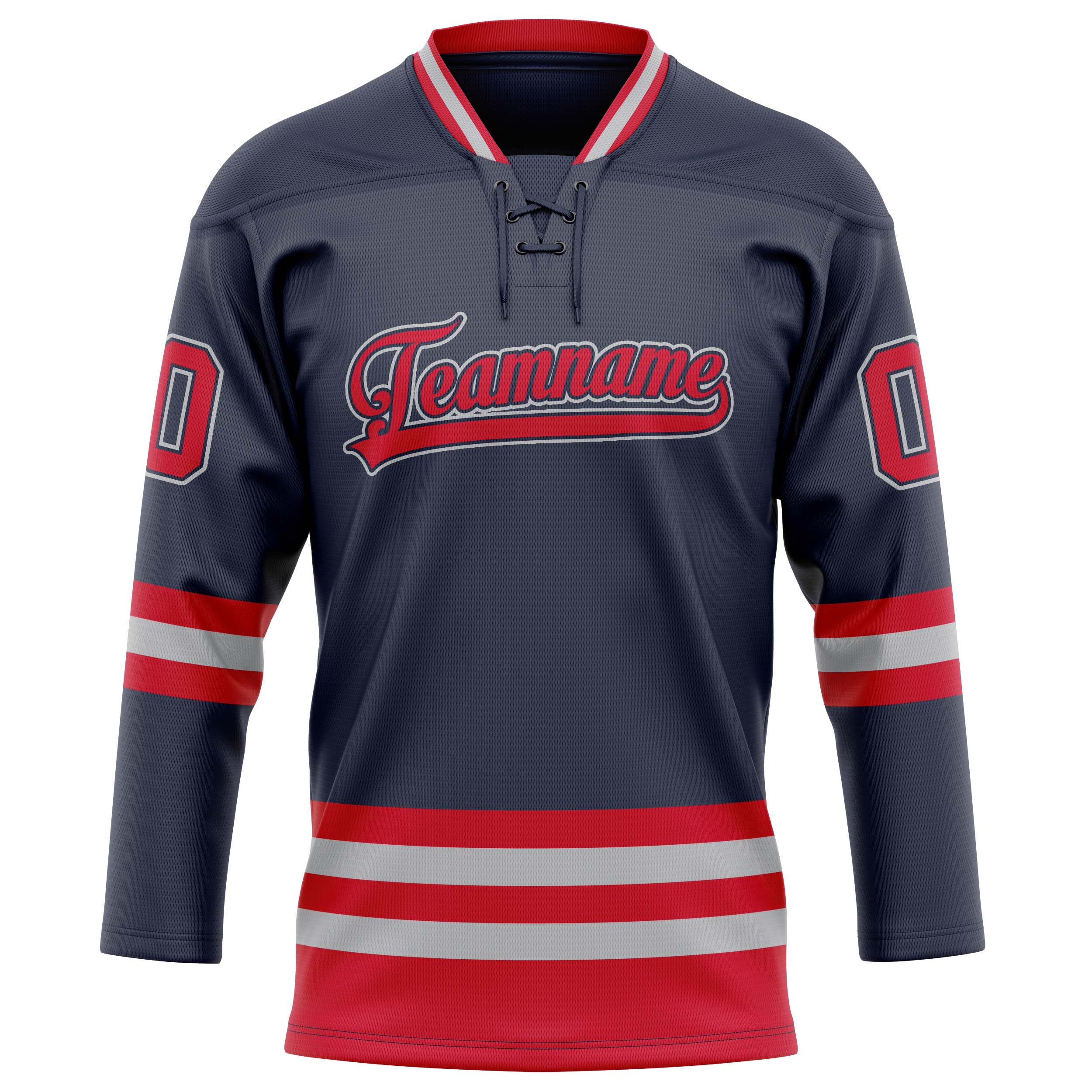 Maillot de hockey personnalisé bleu marine et rouge uni