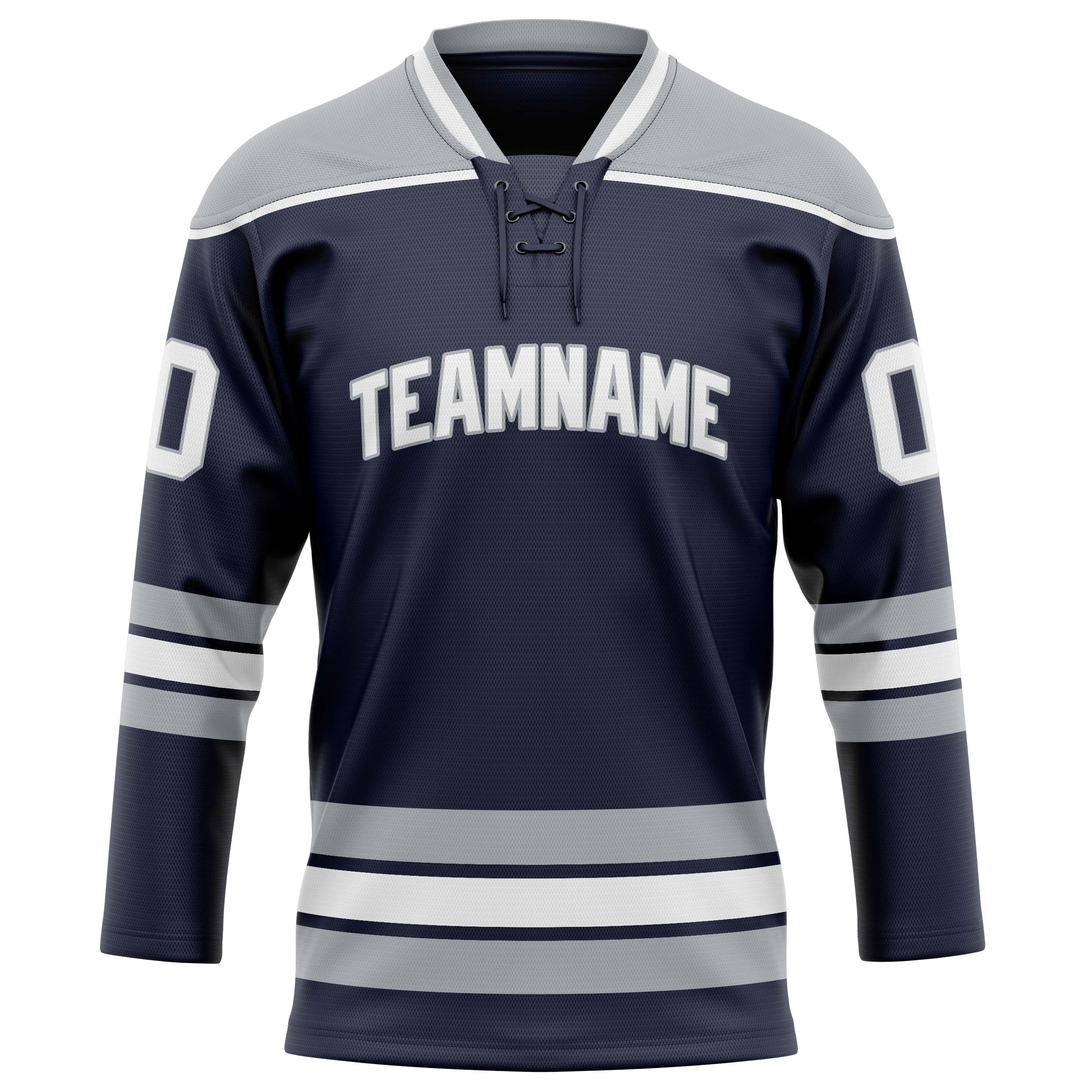 Maillot de hockey personnalisé bleu marine et gris uni