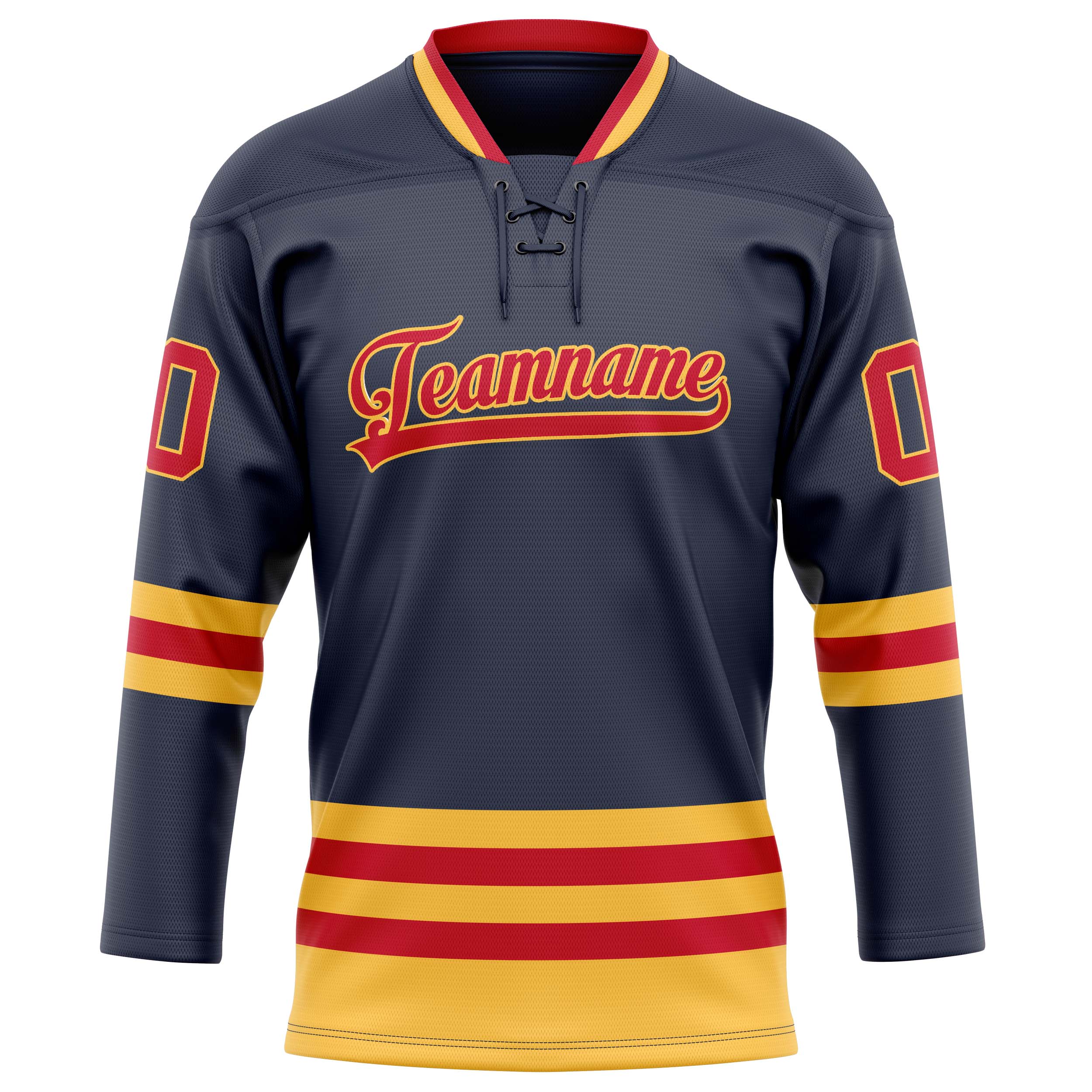 Maillot de hockey personnalisé bleu marine et rouge uni