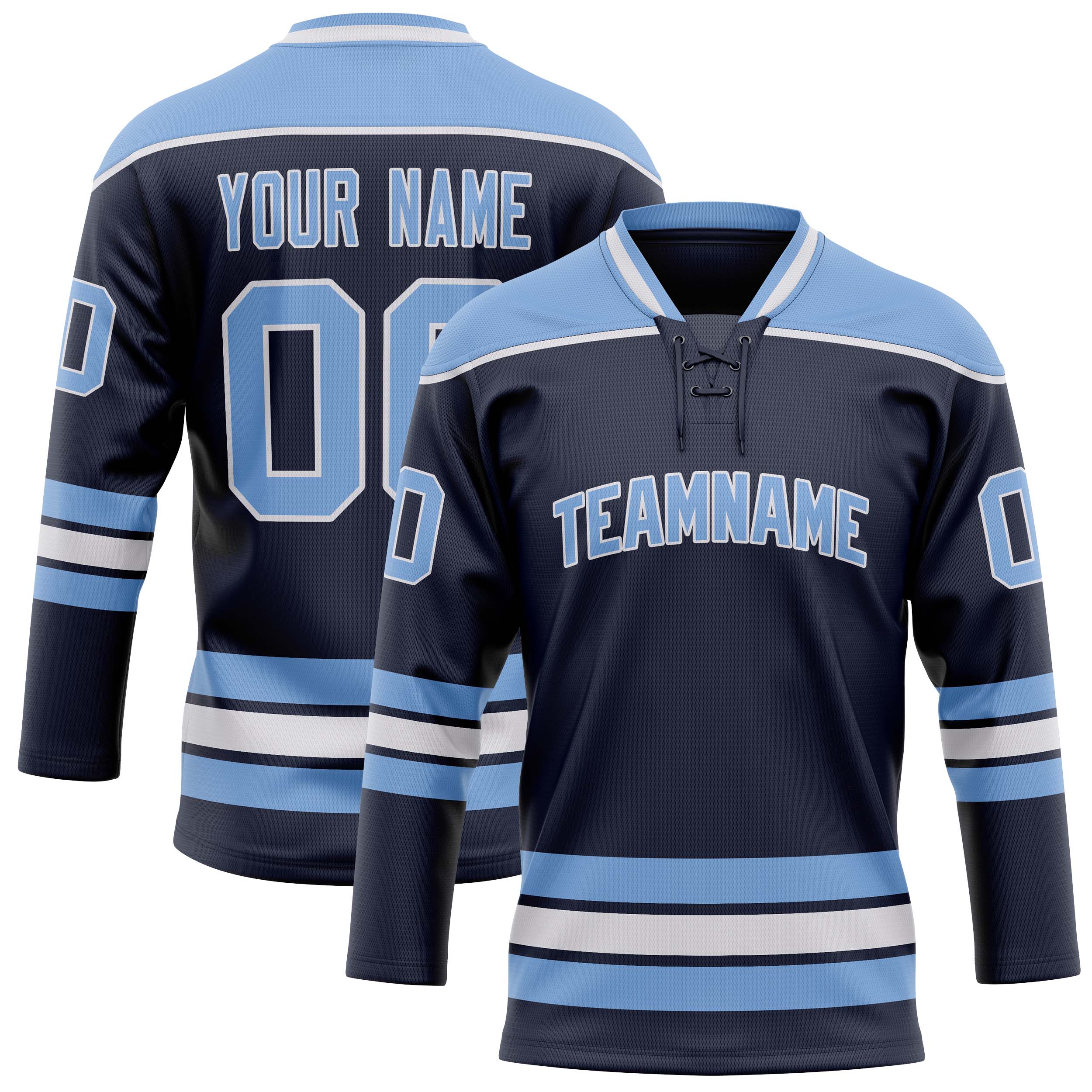 Maillot de hockey personnalisé bleu marine clair uni