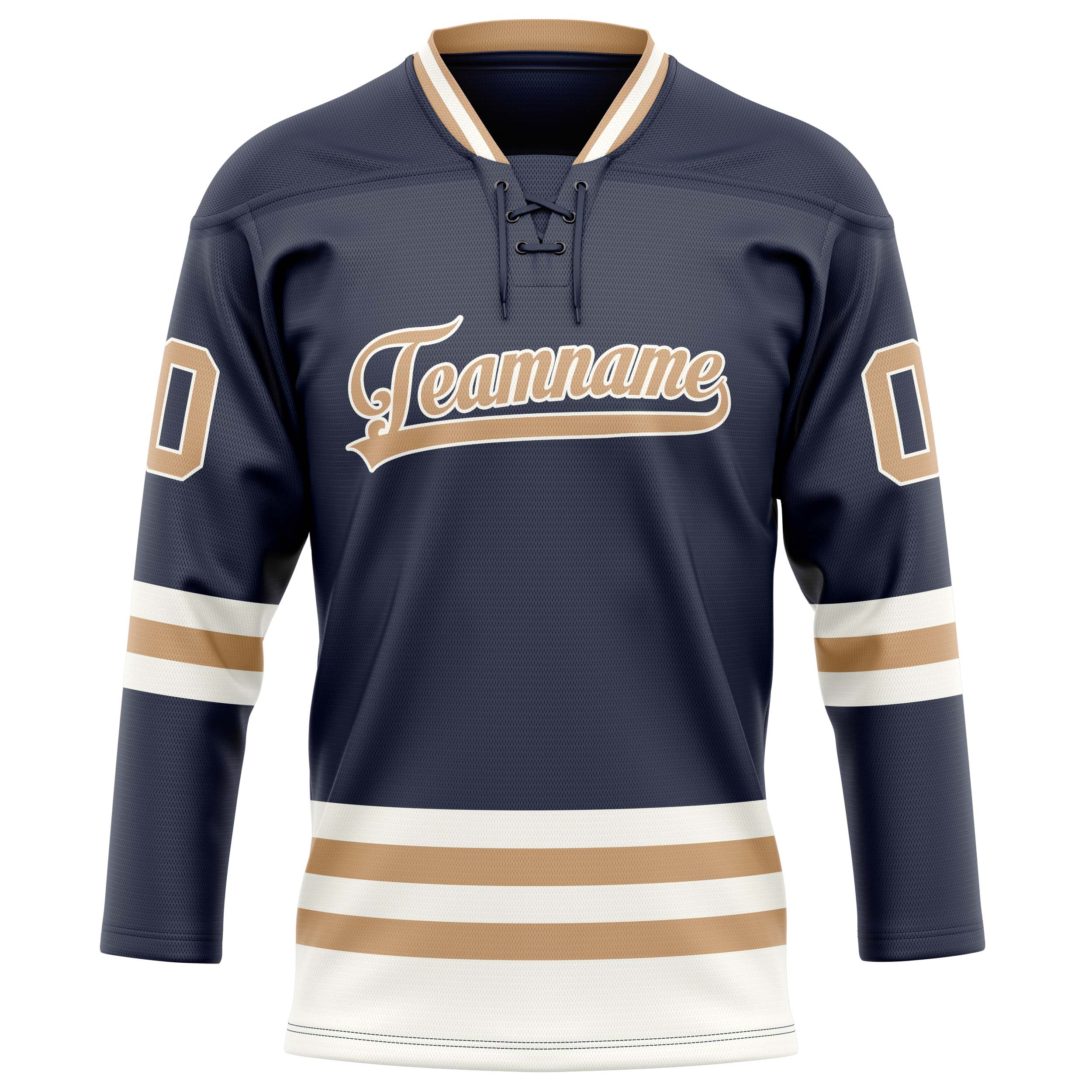 Maillot de hockey personnalisé bleu marine et marron uni