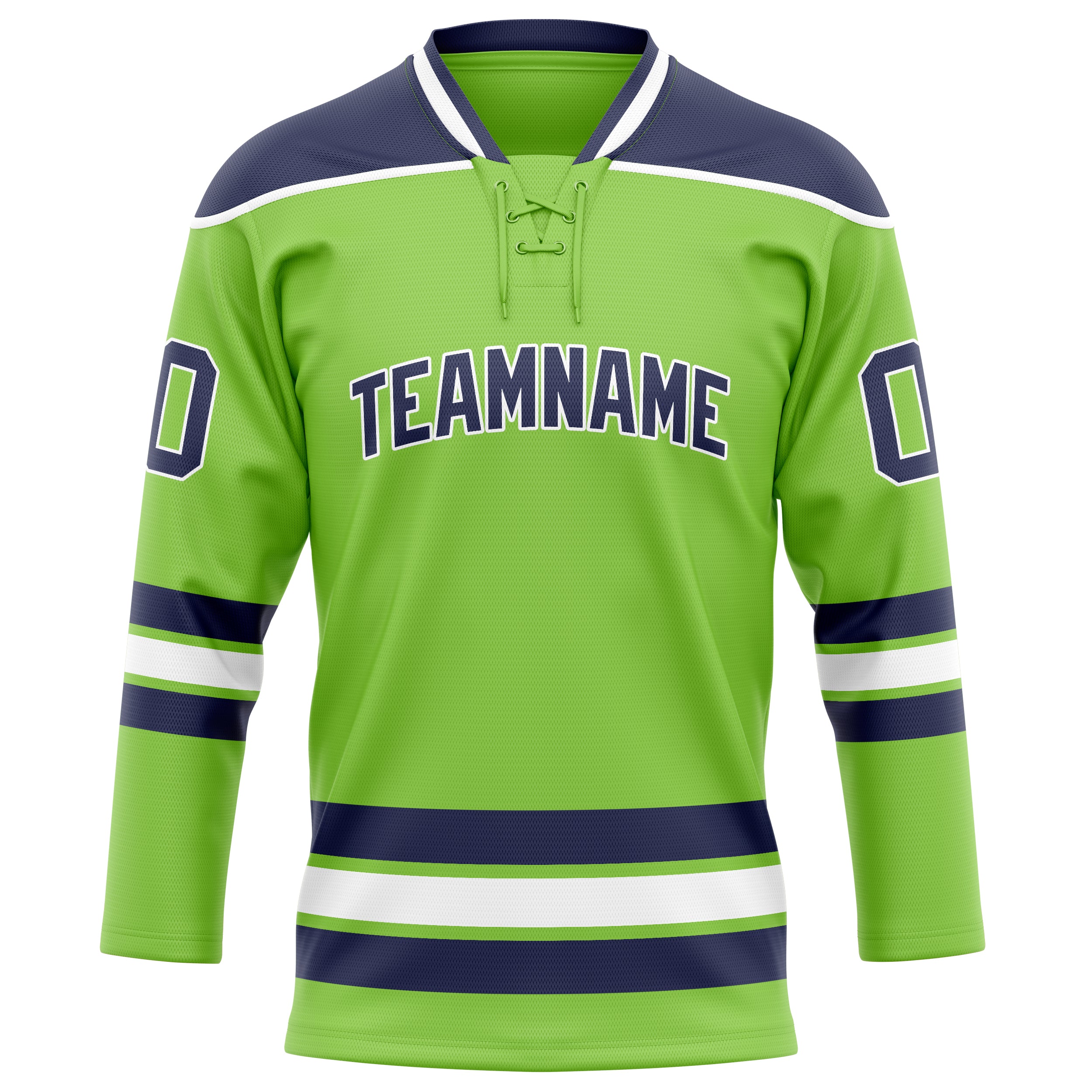 Maillot de hockey personnalisé vert fluo et marine uni