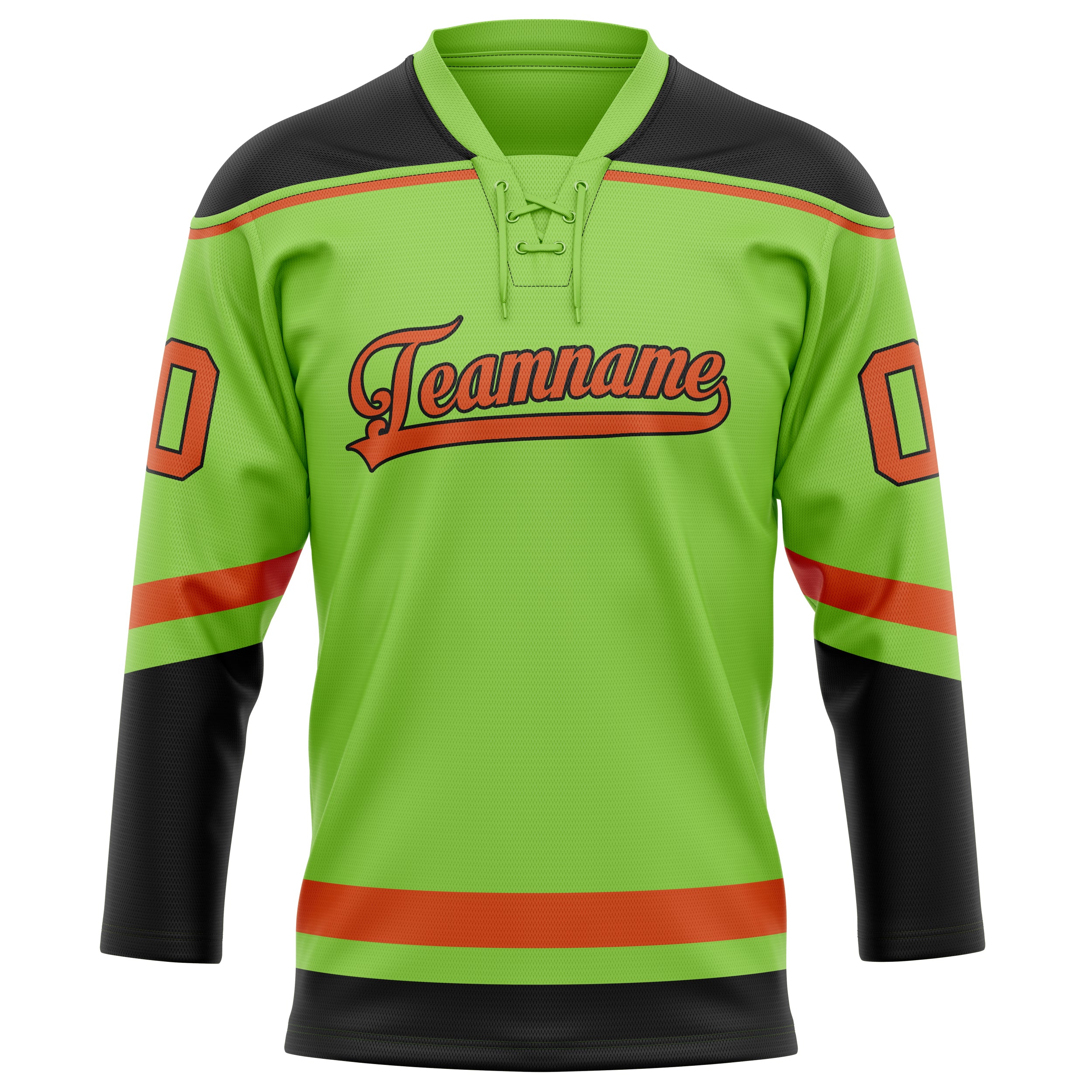 Maillot de hockey personnalisé vert fluo et rouge uni