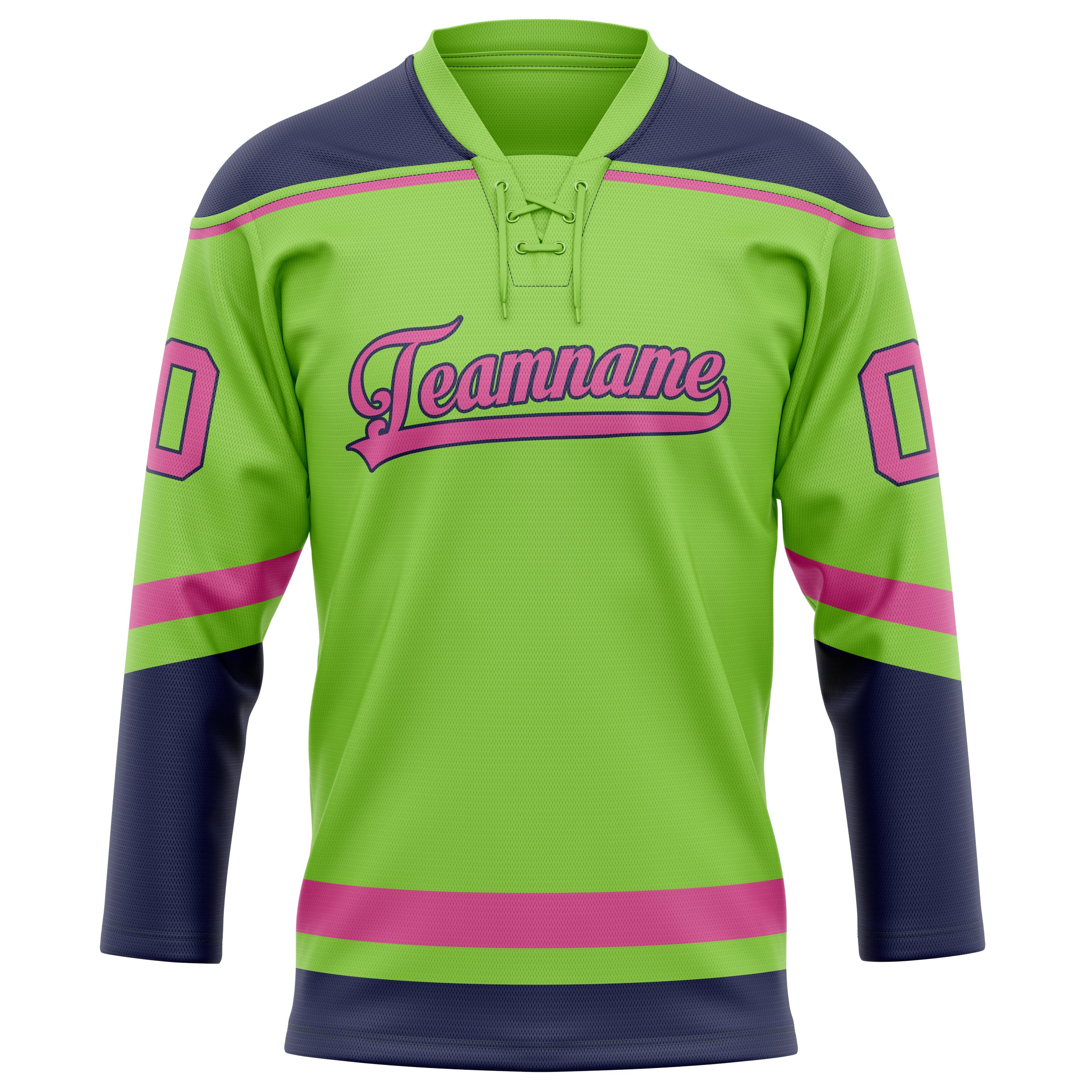 Maillot de hockey personnalisé vert fluo rose uni