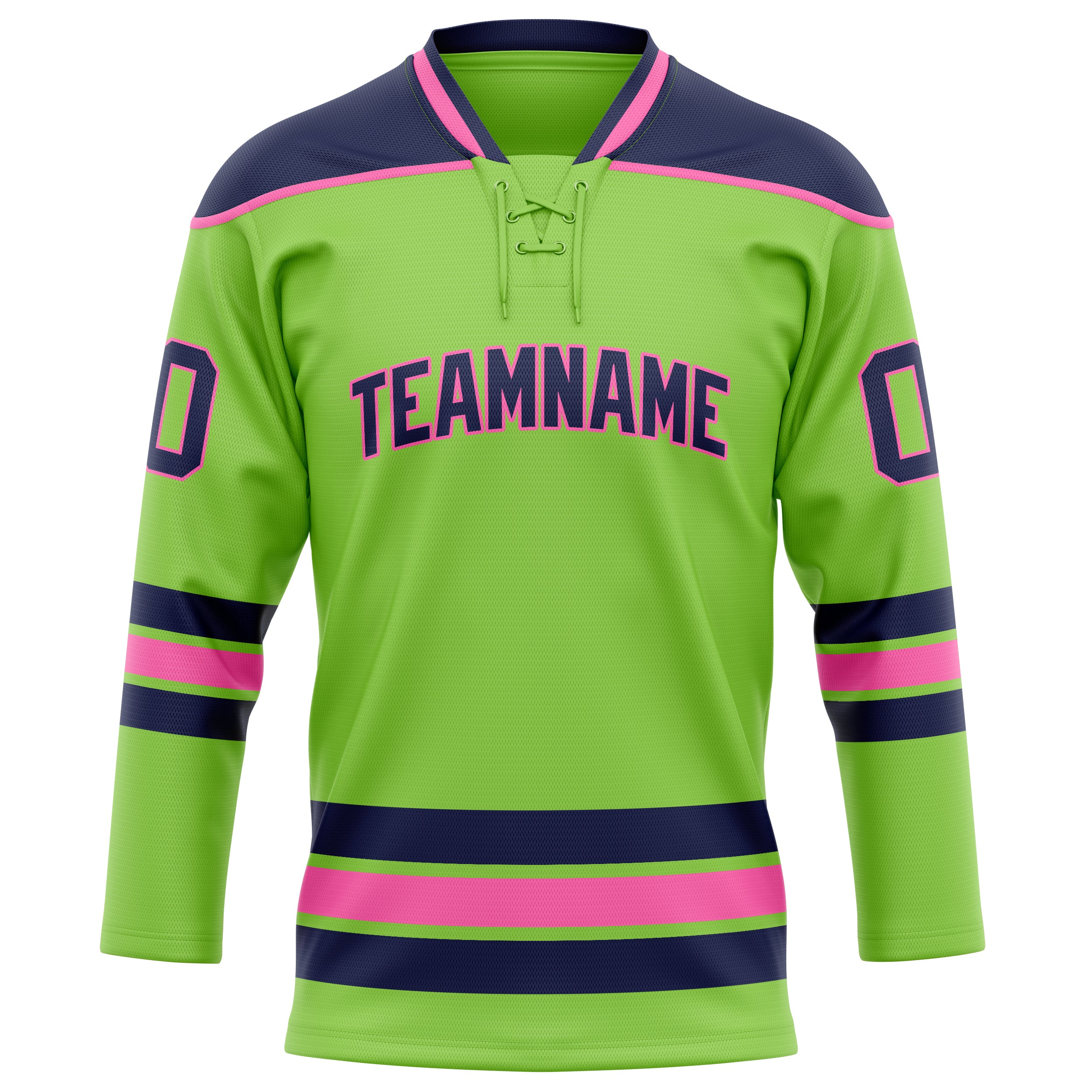 Maillot de hockey personnalisé vert fluo et marine uni
