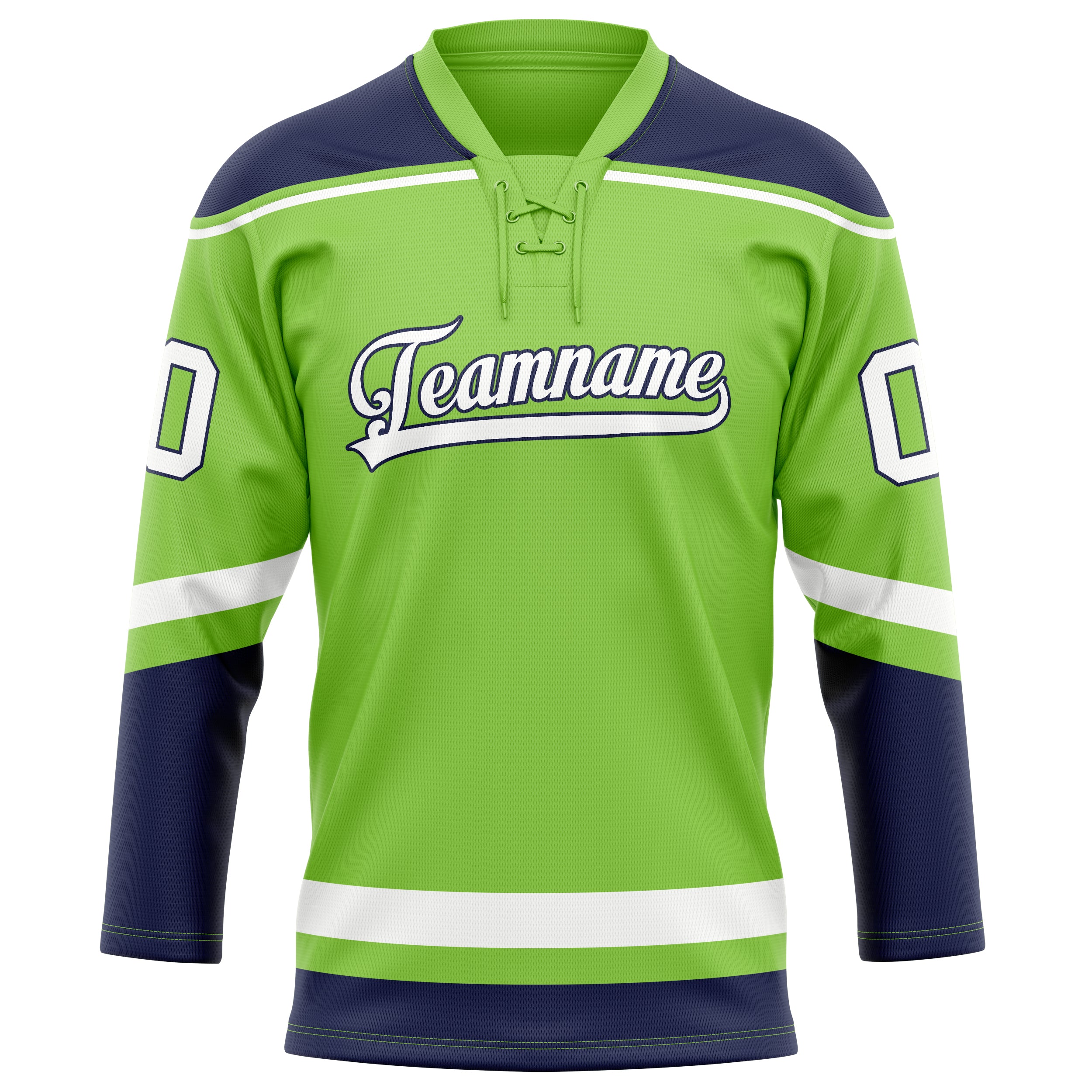 Maillot de hockey personnalisé vert fluo et blanc uni