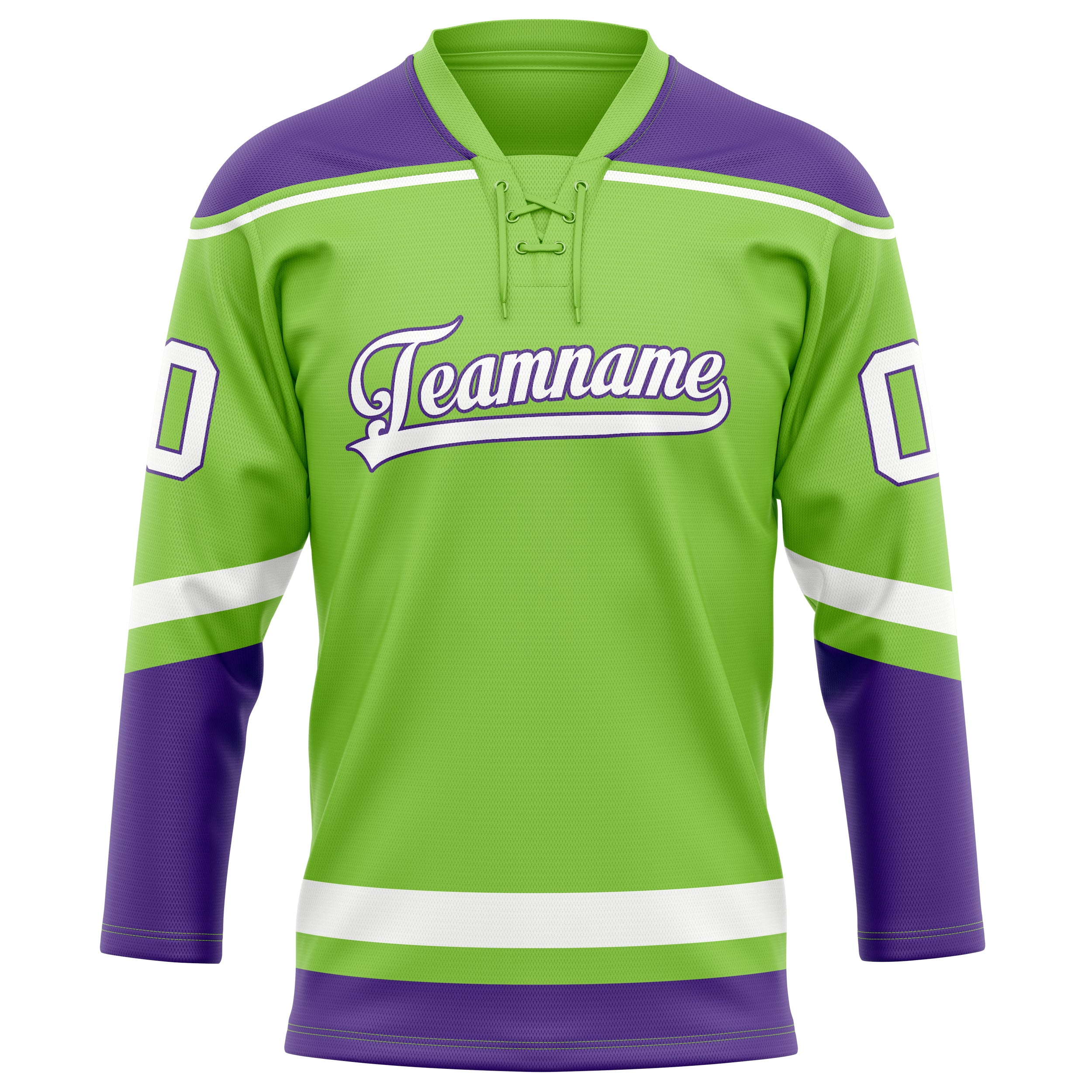 Maillot de hockey personnalisé vert néon violet uni