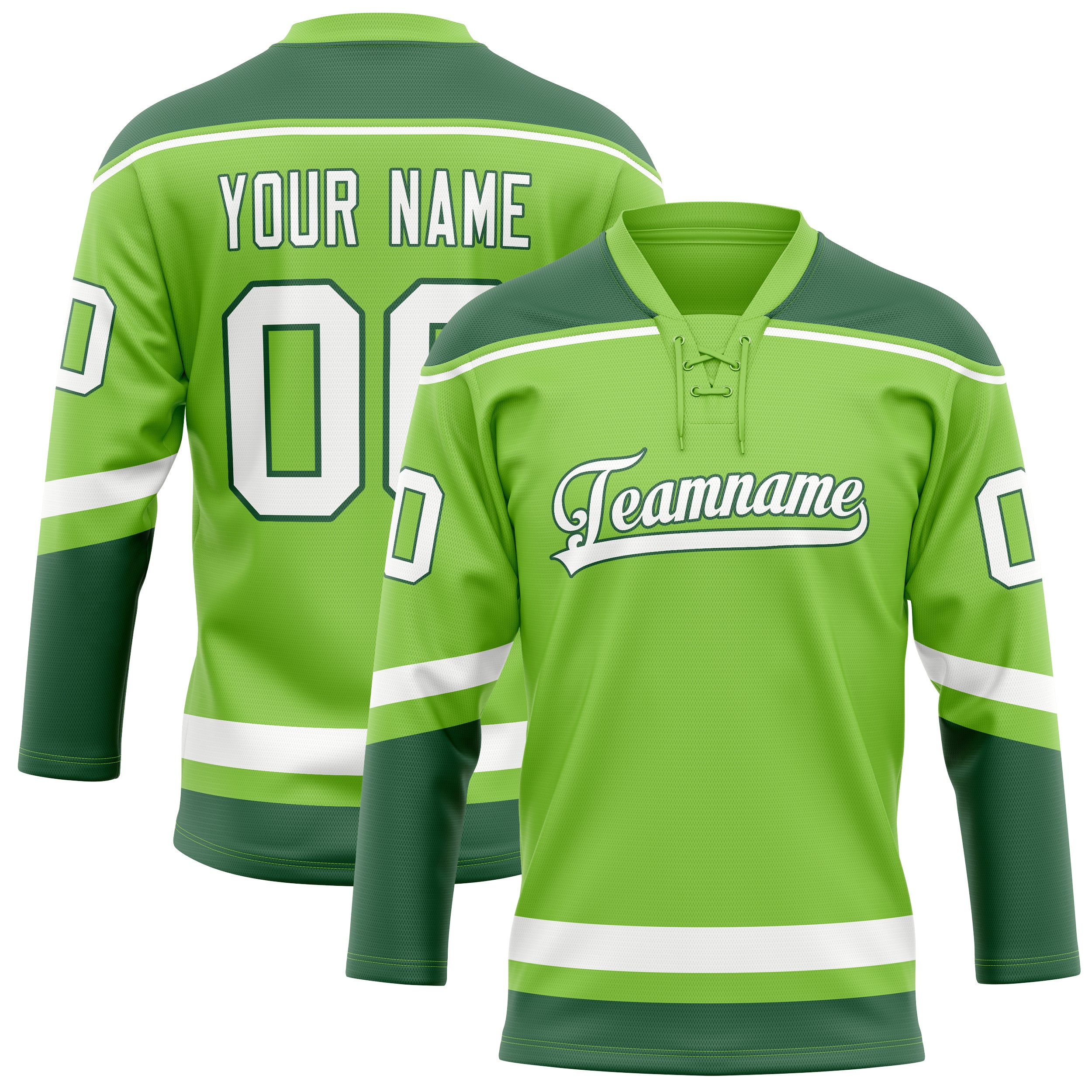 Maillot de hockey personnalisé vert fluo et vert Kelly uni