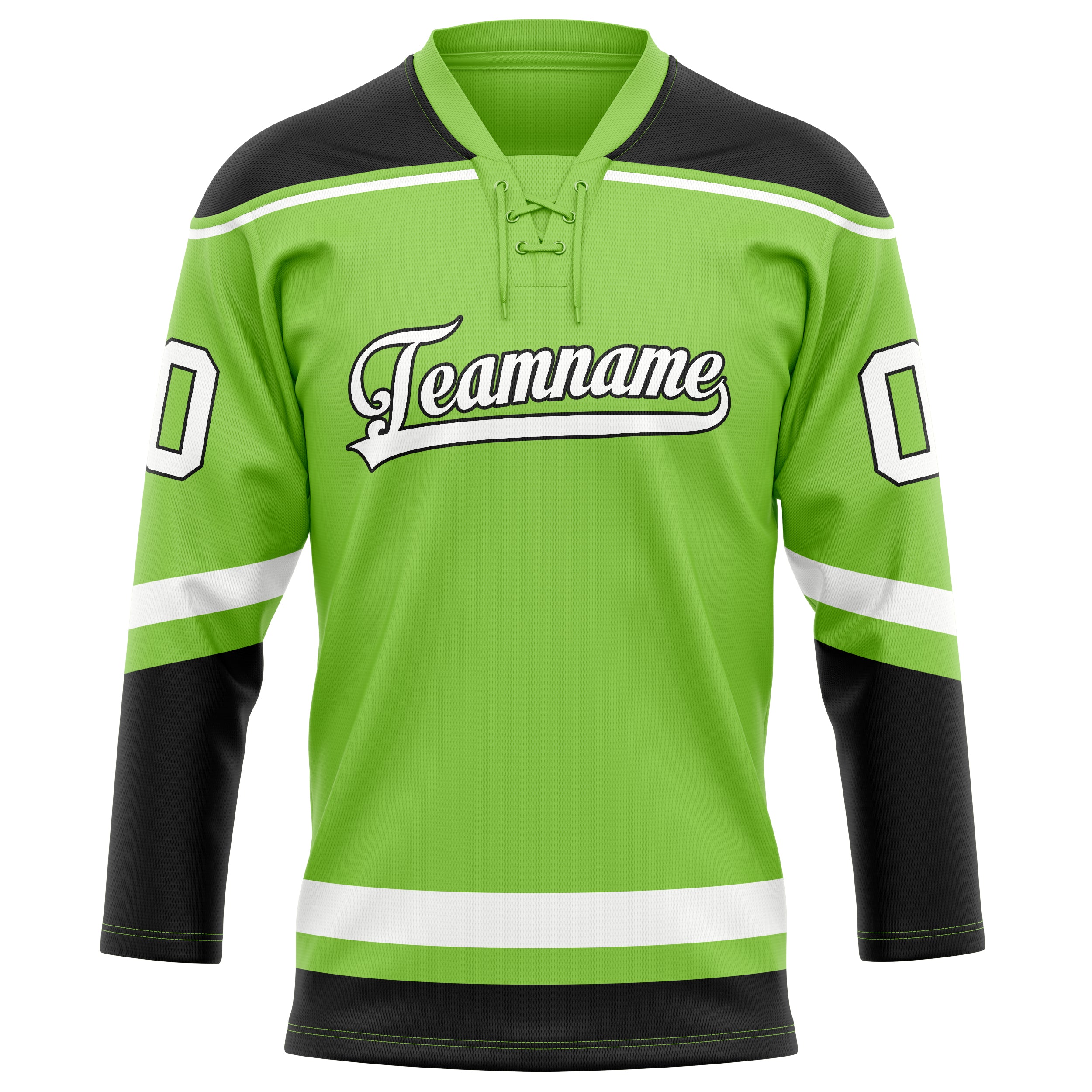 Maillot de hockey personnalisé vert fluo et noir uni