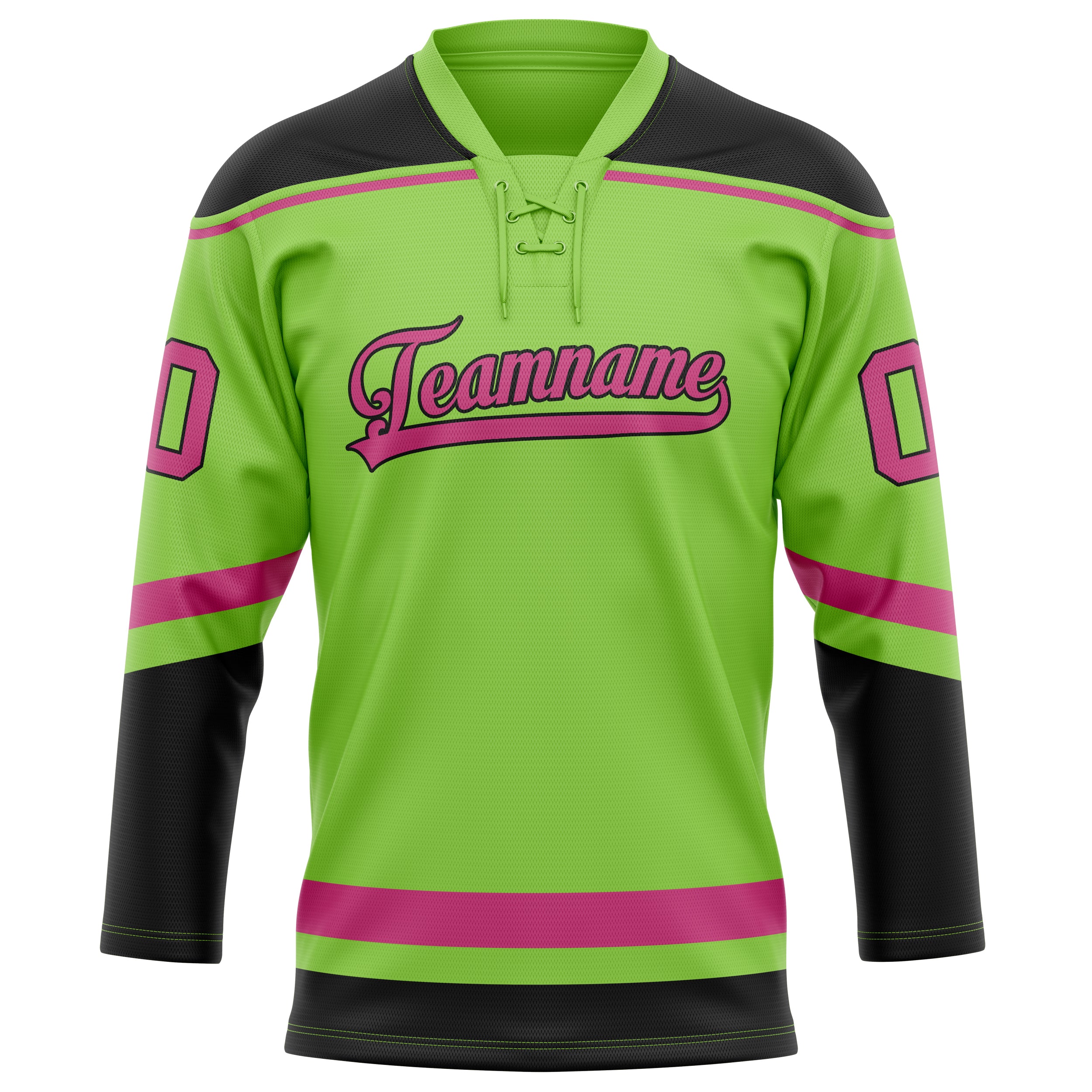 Maillot de hockey personnalisé vert fluo rose uni