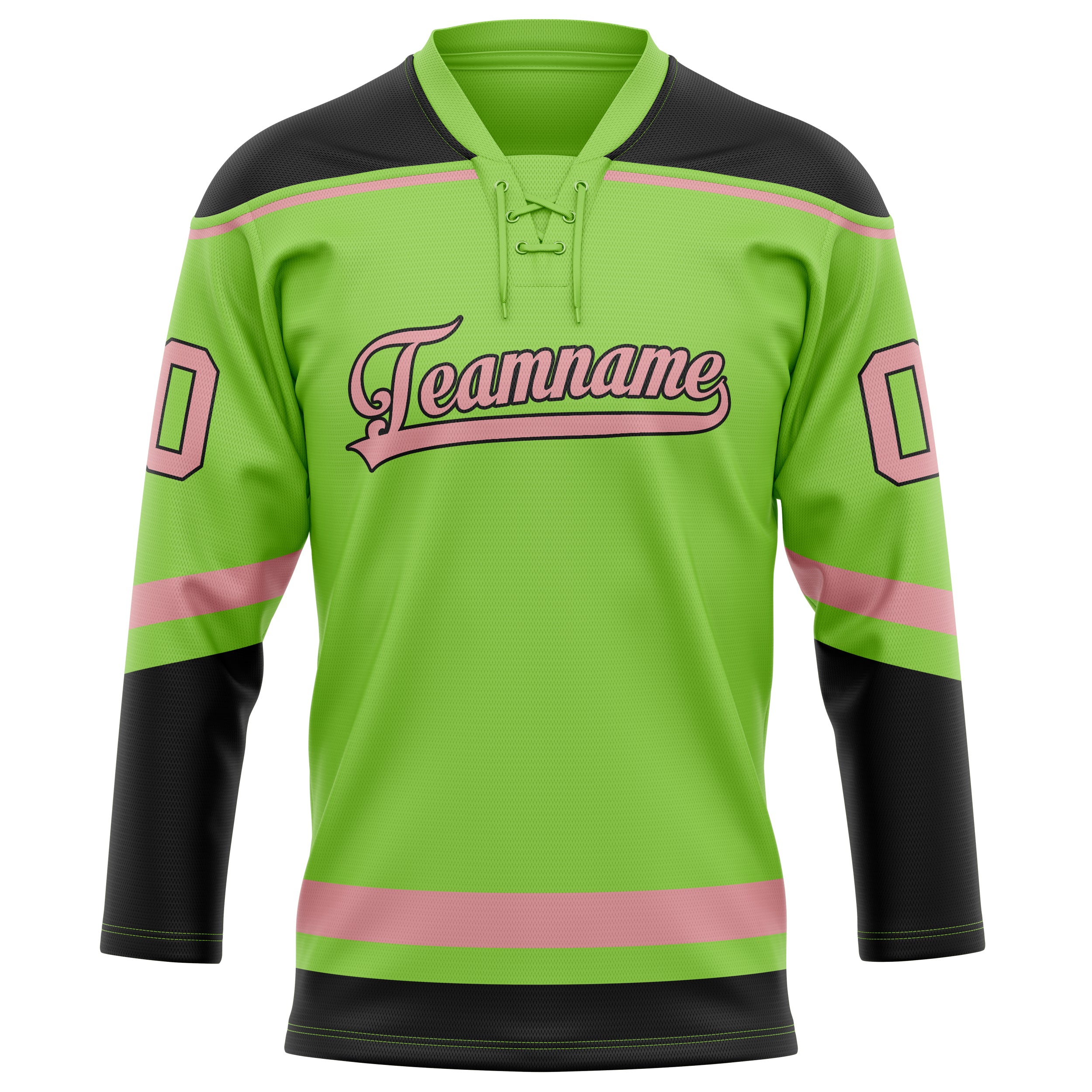 Maillot de hockey personnalisé vert fluo rose uni