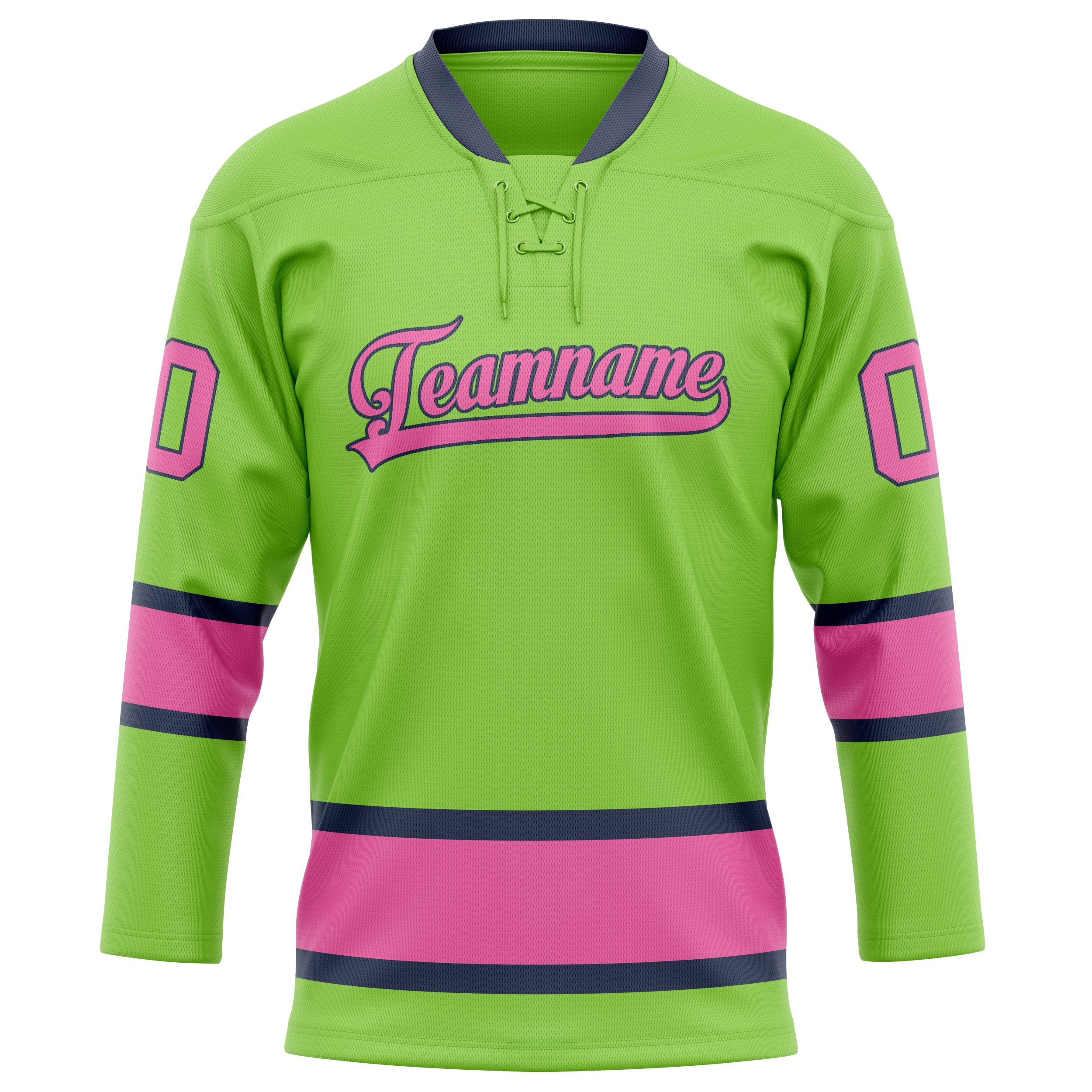 Maillot de hockey personnalisé vert fluo rose uni