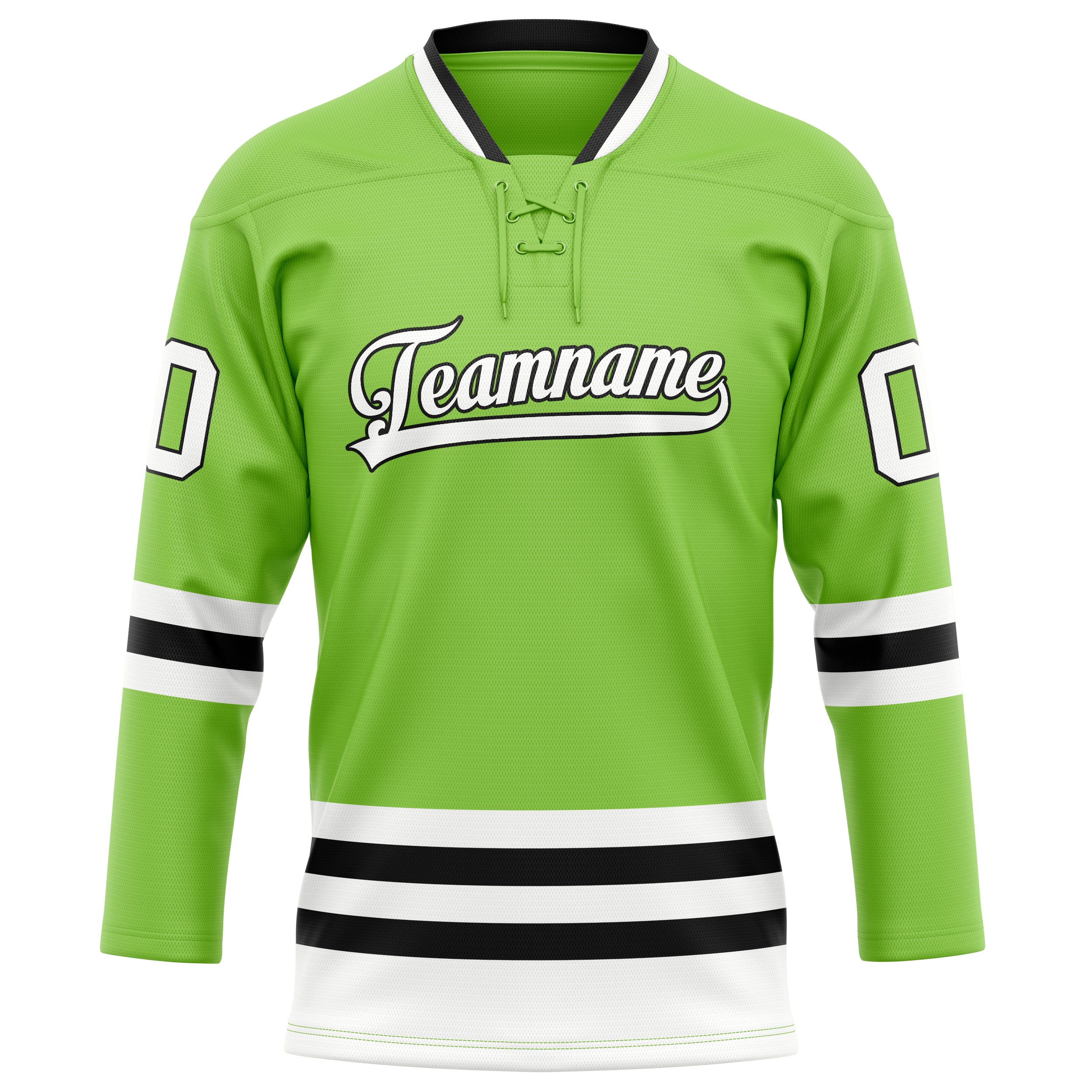 Maillot de hockey personnalisé vert fluo et blanc uni