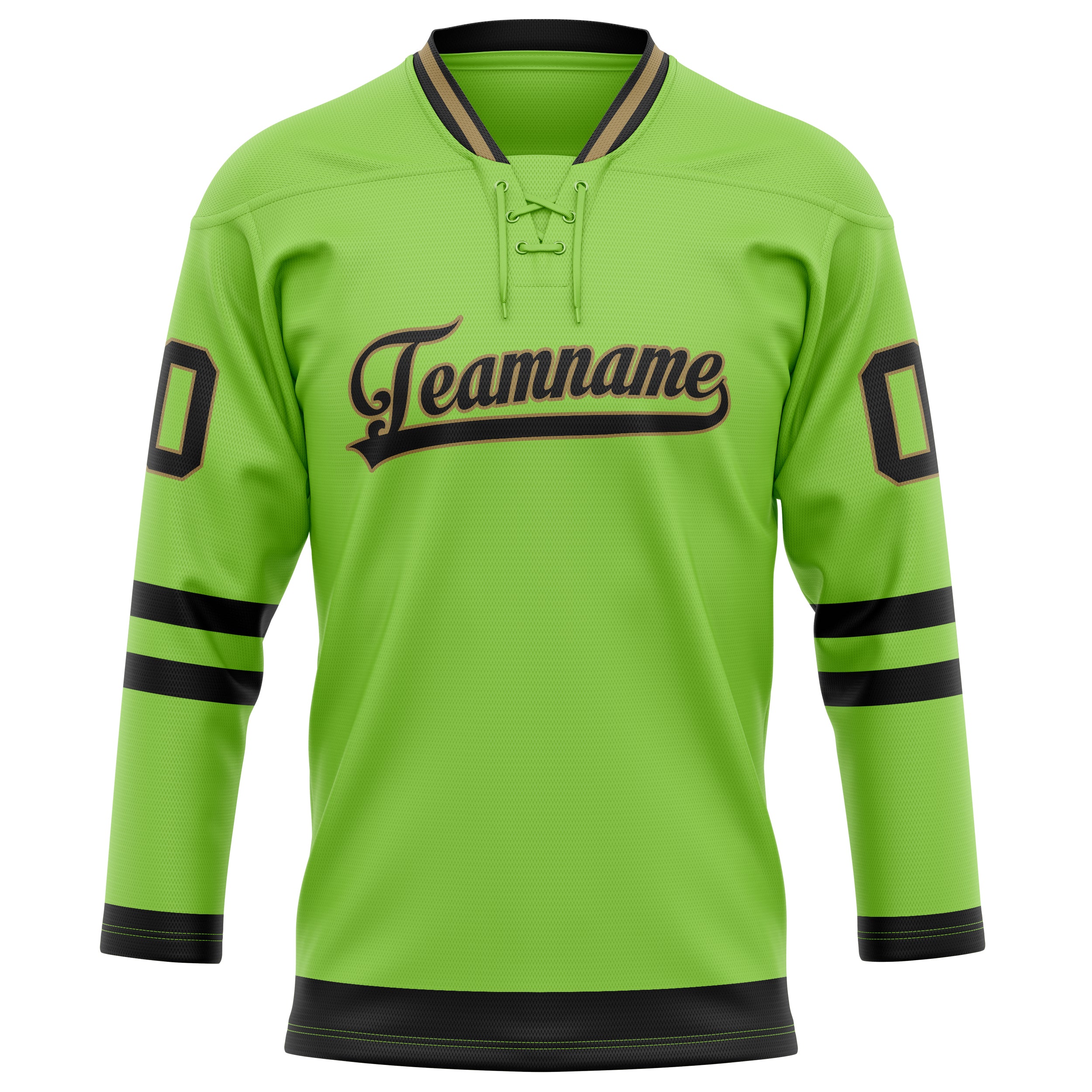 Maillot de hockey personnalisé vert fluo et noir uni
