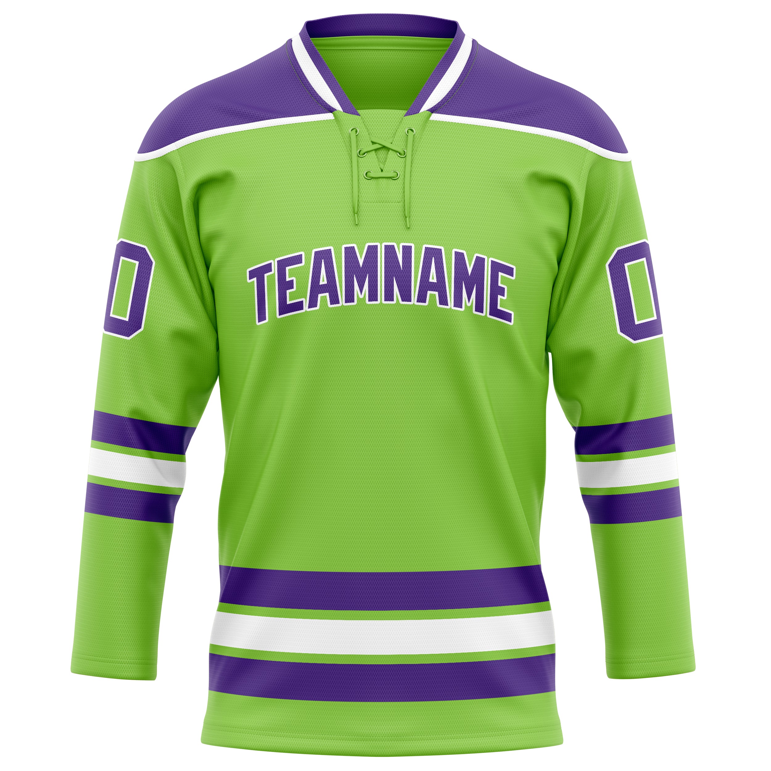 Maillot de hockey personnalisé vert néon violet uni