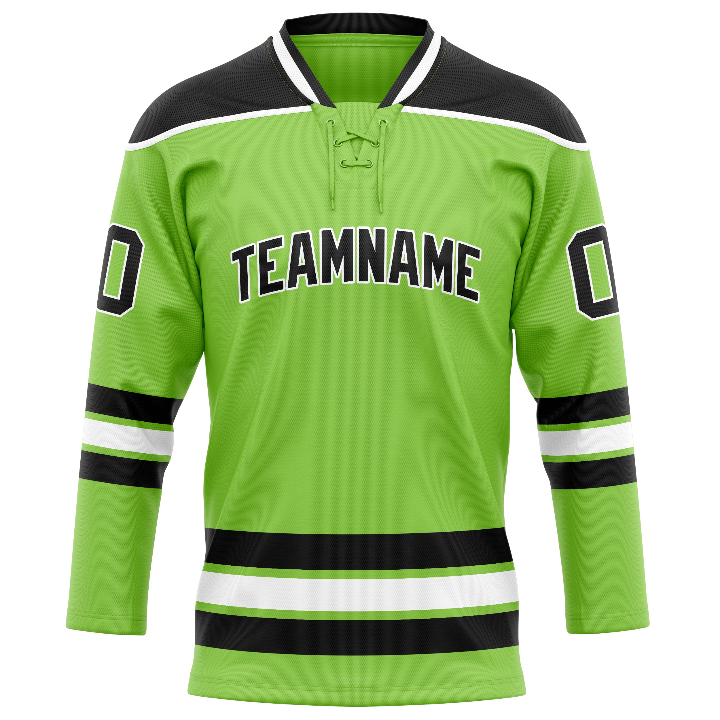 Maillot de hockey personnalisé vert fluo et noir uni