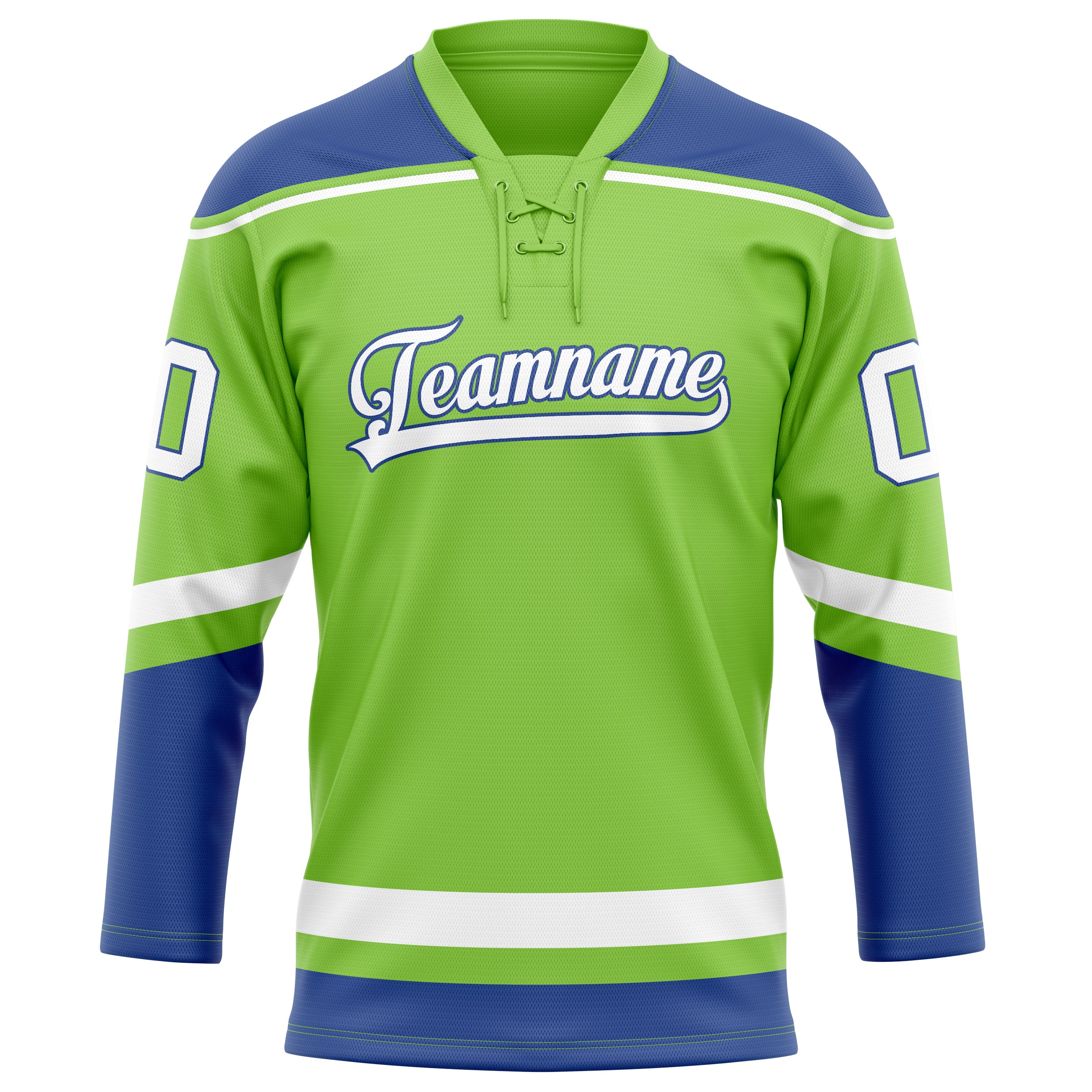 Maillot de hockey personnalisé vert néon royal uni