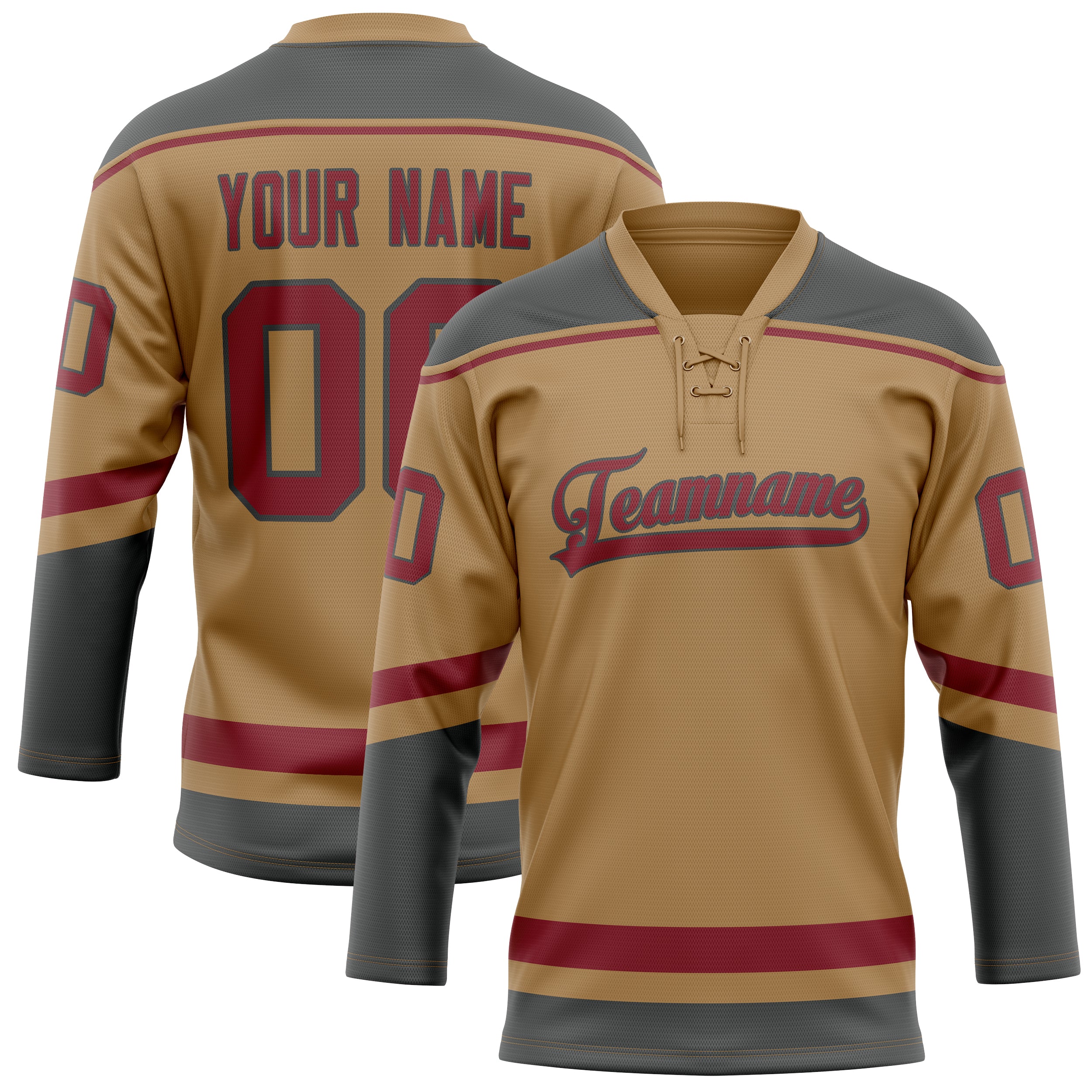 Maillot de hockey personnalisé Old Gold Crimson couleur unie