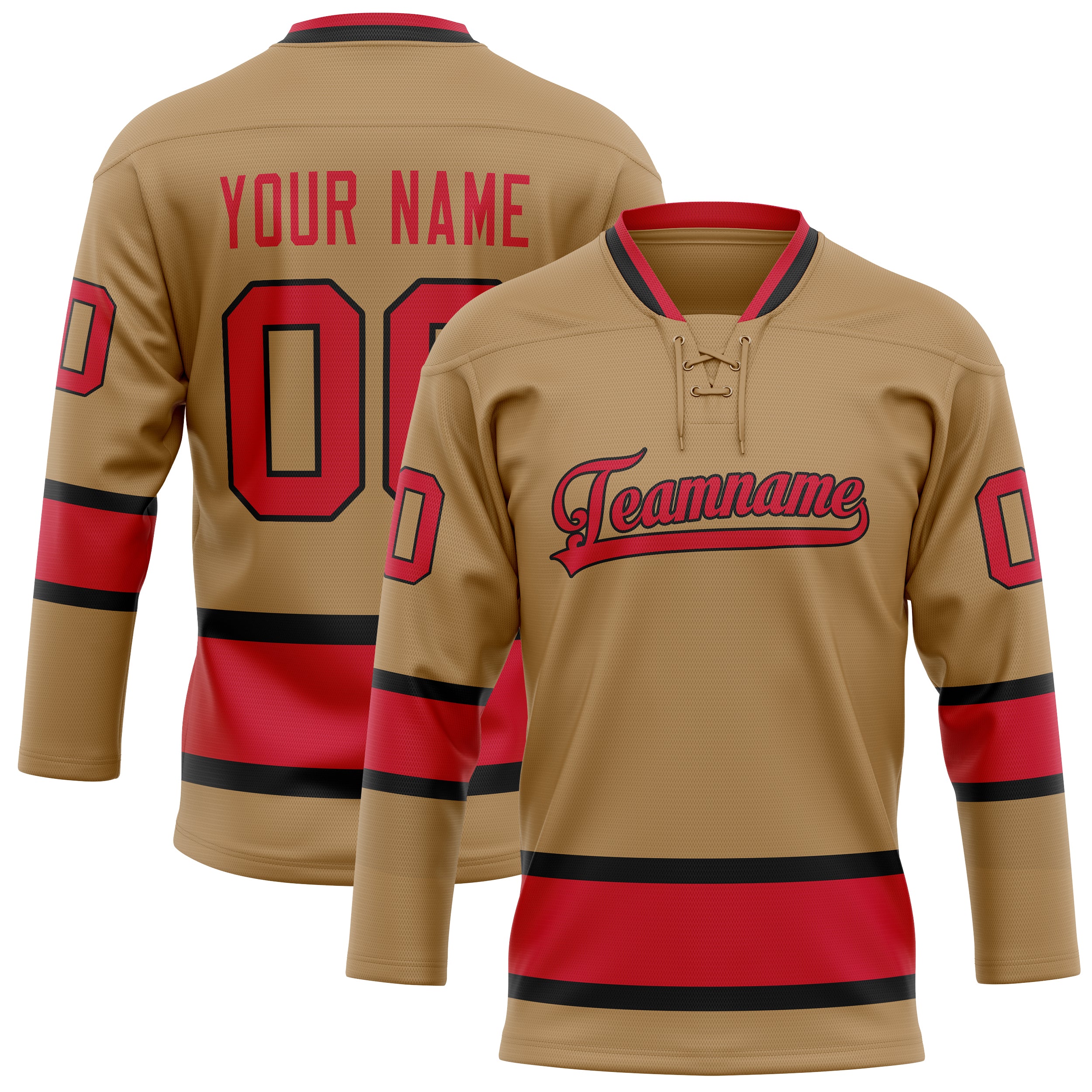 Maillot de hockey personnalisé Old Gold rouge uni