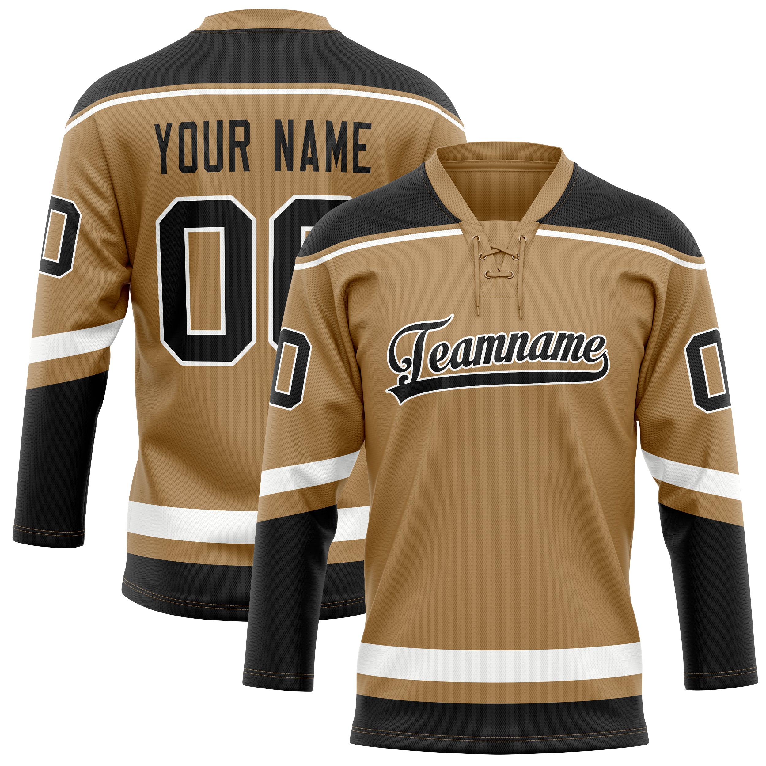 Maillot de hockey personnalisé Old Gold noir uni