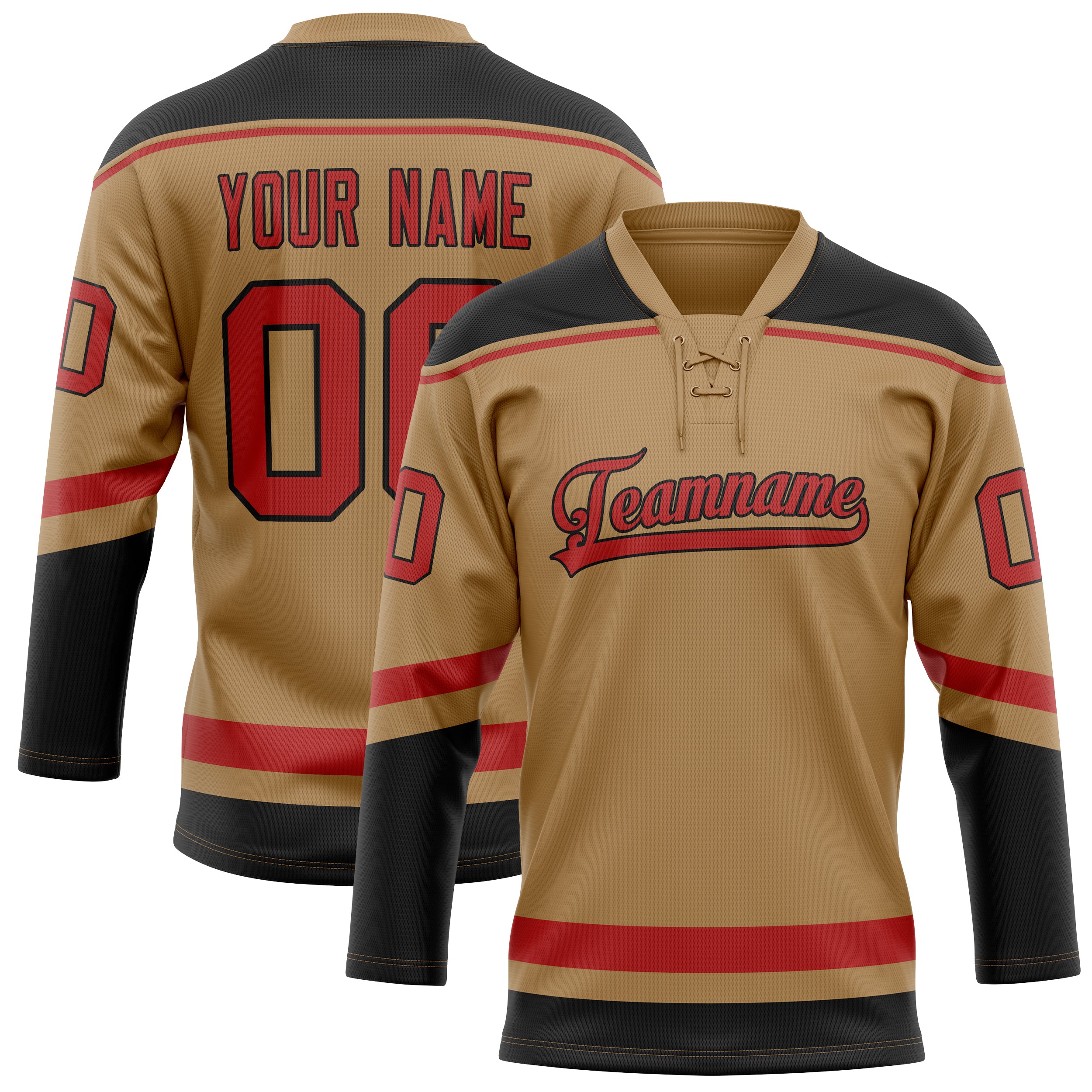 Maillot de hockey personnalisé Old Gold noir uni