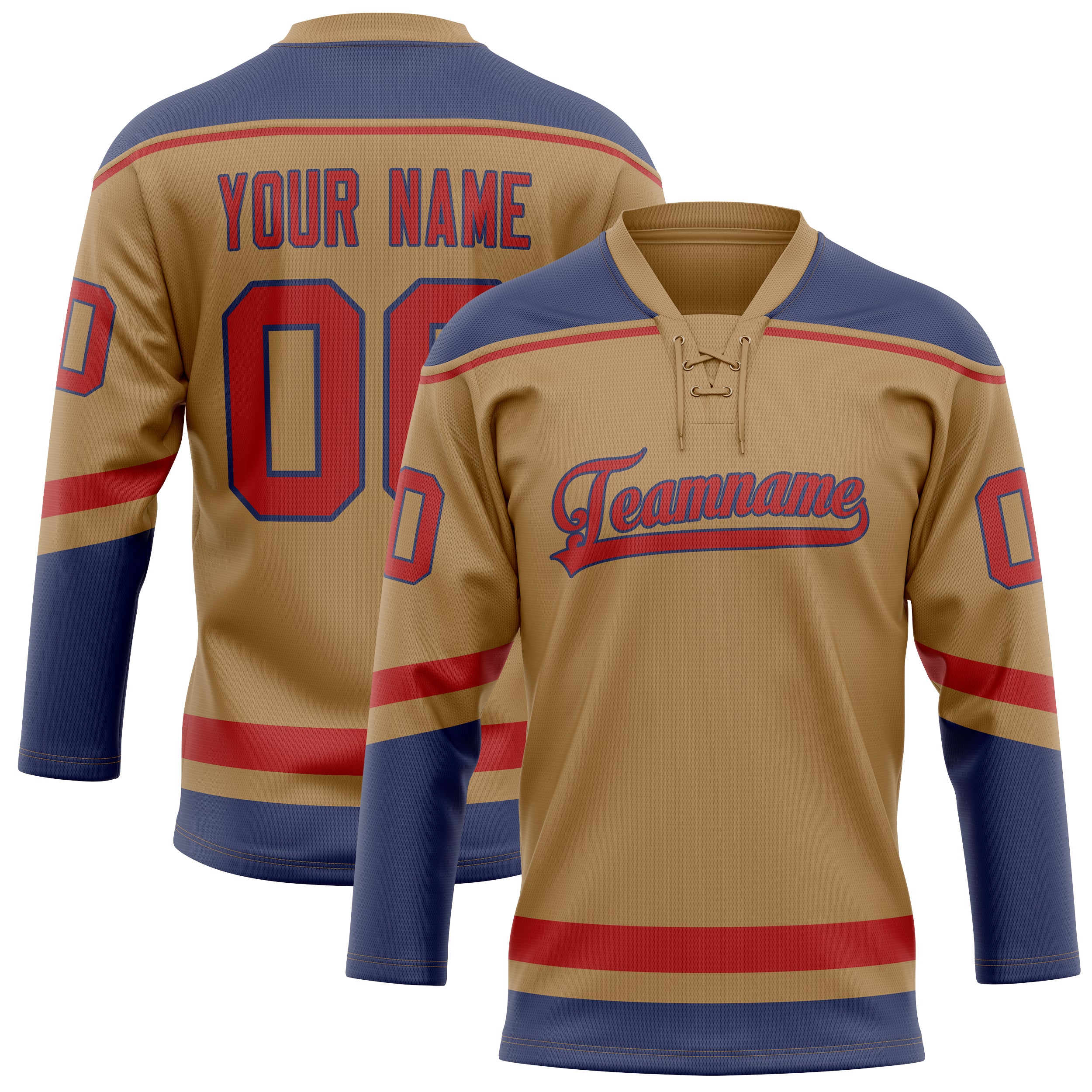 Maillot de hockey personnalisé Old Gold Navy couleur unie