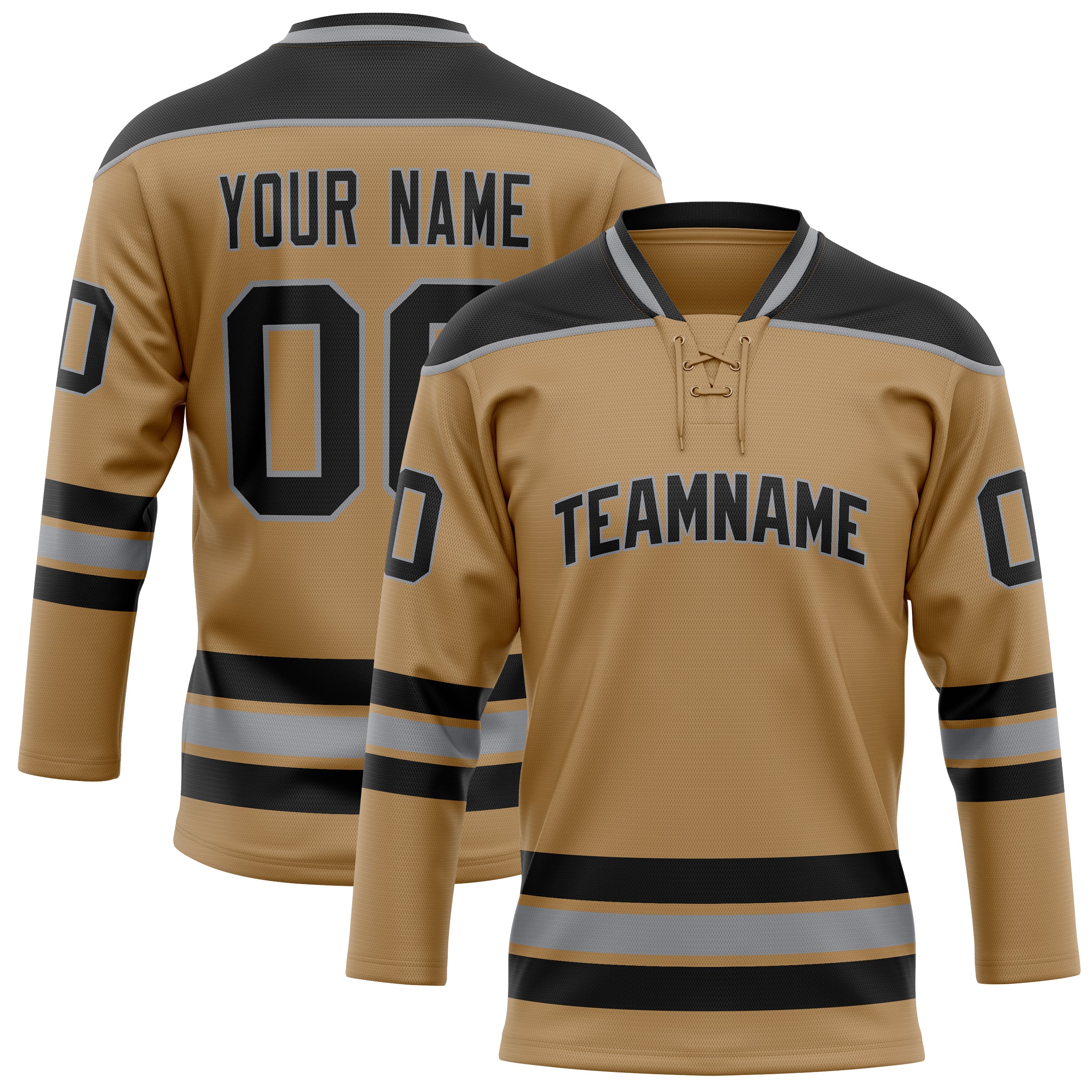 Maillot de hockey personnalisé Old Gold noir uni