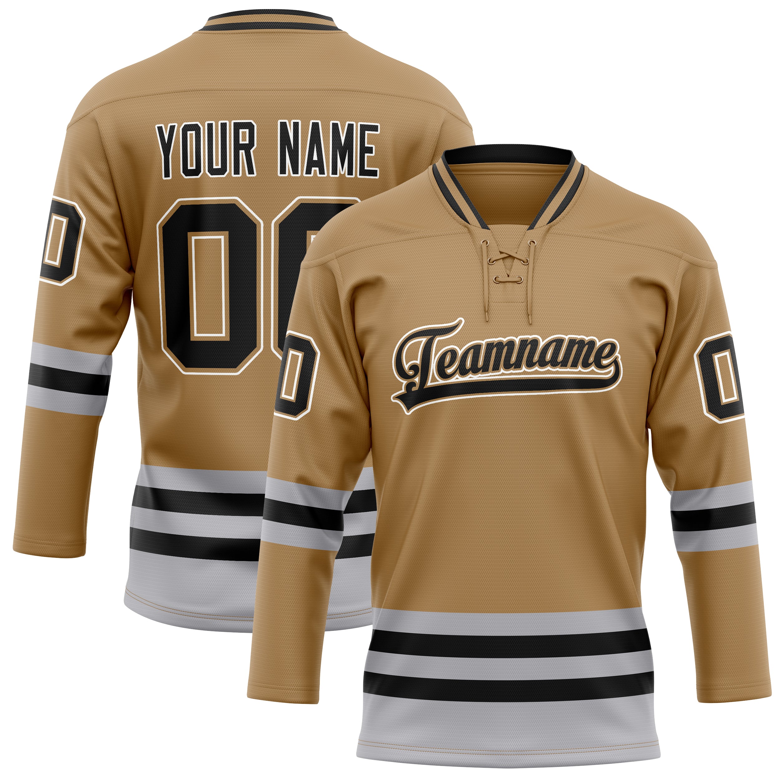 Maillot de hockey personnalisé Old Gold noir uni