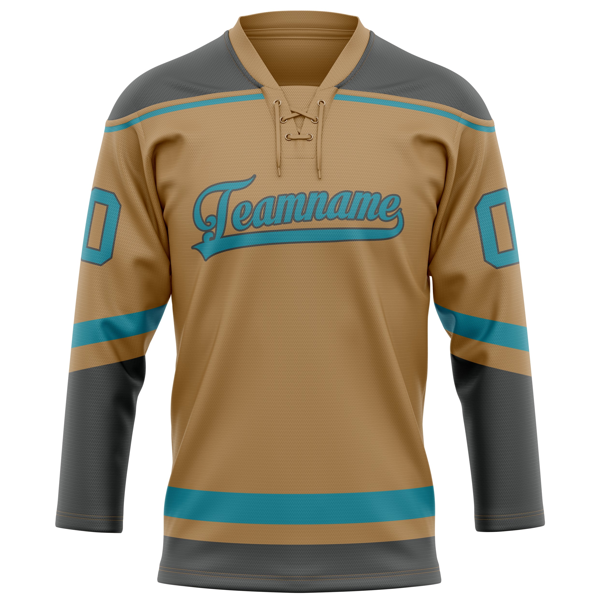 Maillot de hockey personnalisé Old Gold Teal uni couleur sarcelle