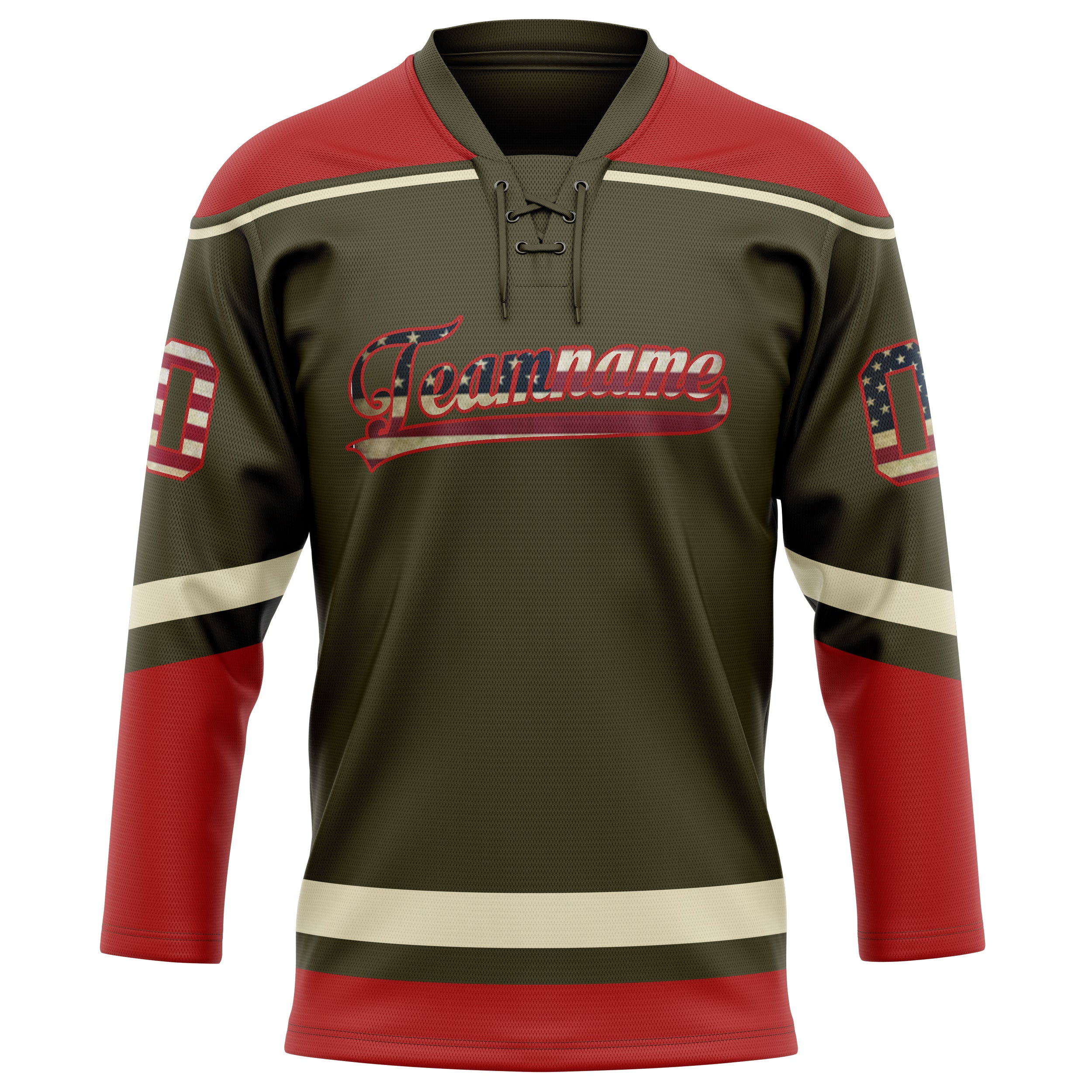 Maillot de hockey personnalisé rouge olive uni