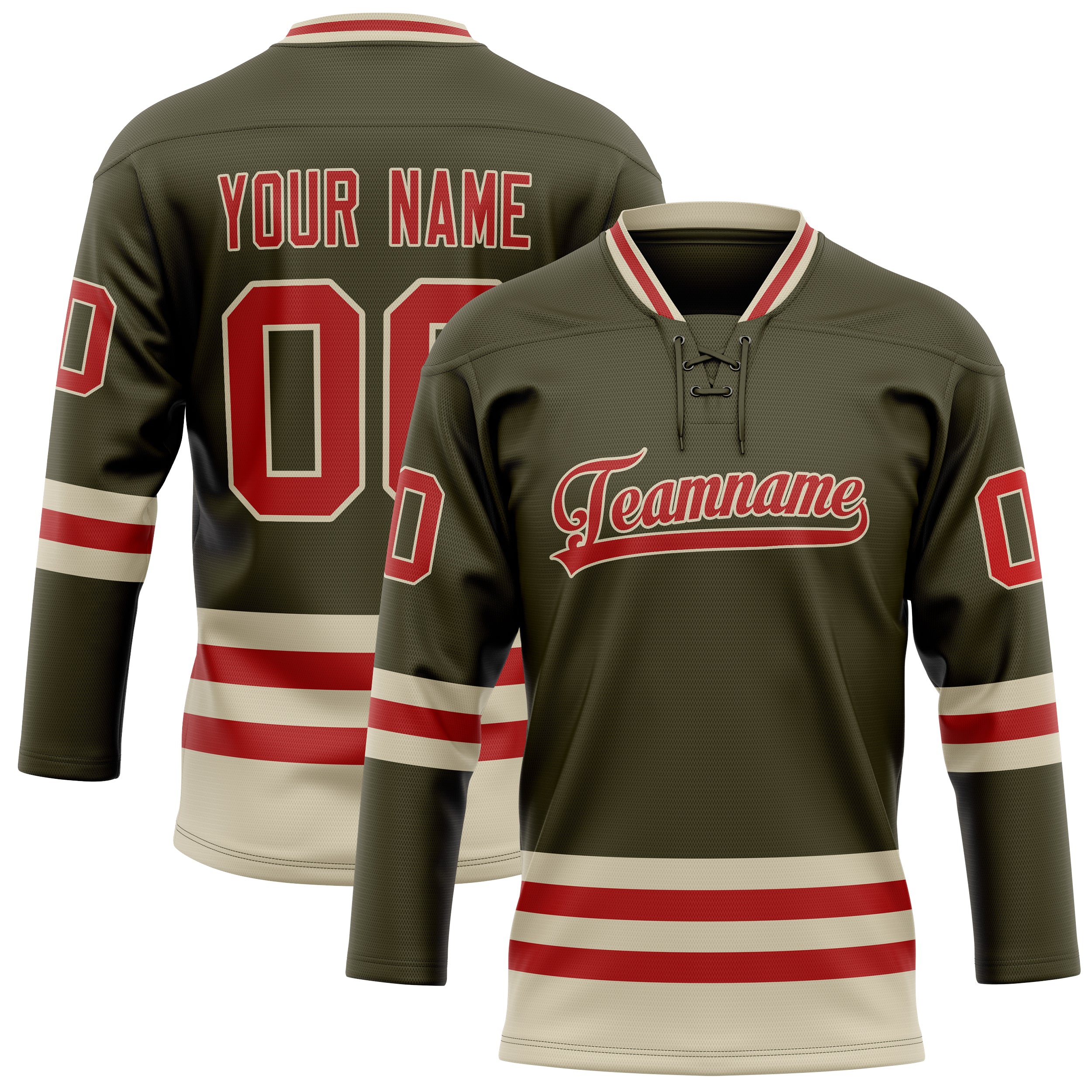 Maillot de hockey personnalisé rouge olive uni