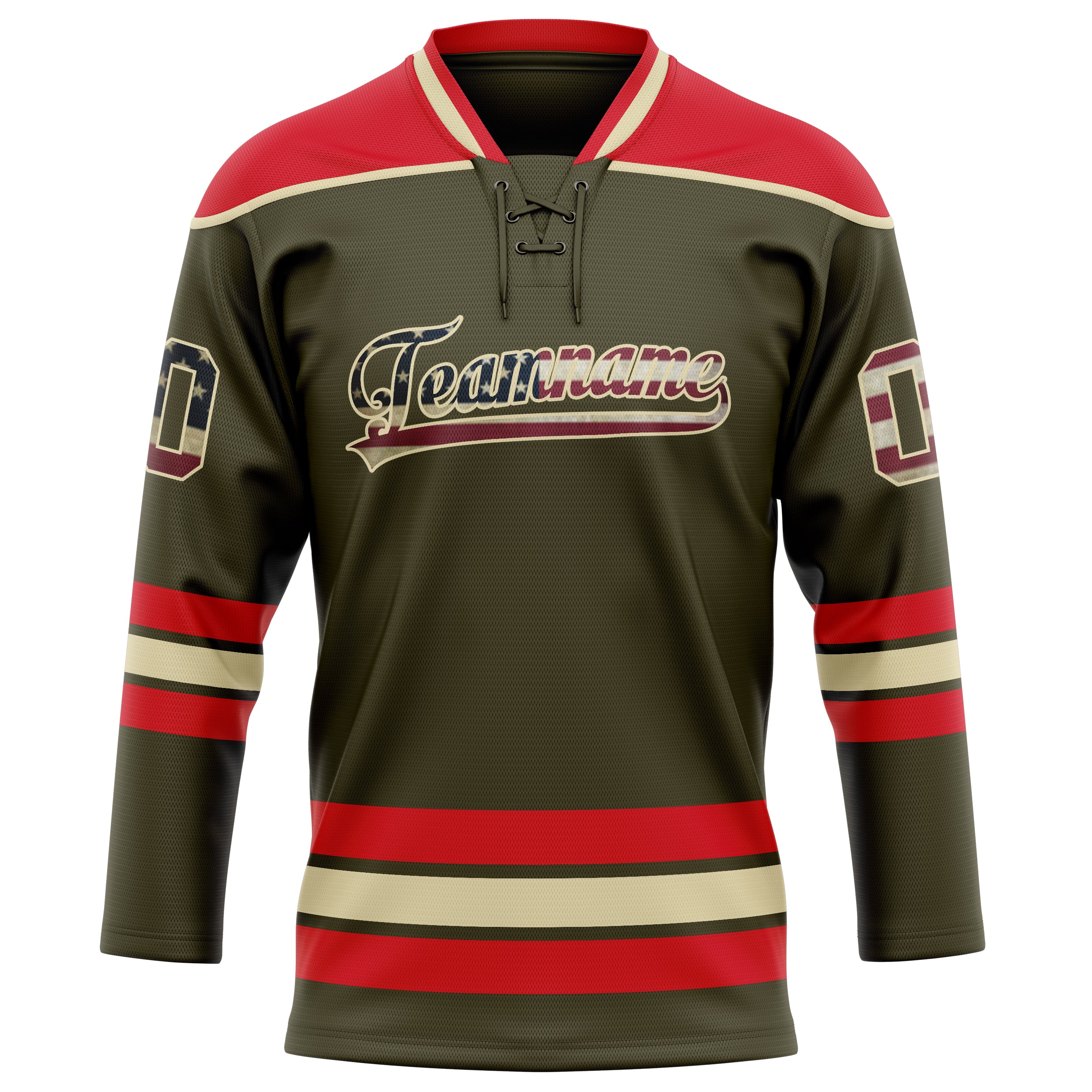 Maillot de hockey personnalisé rouge olive uni