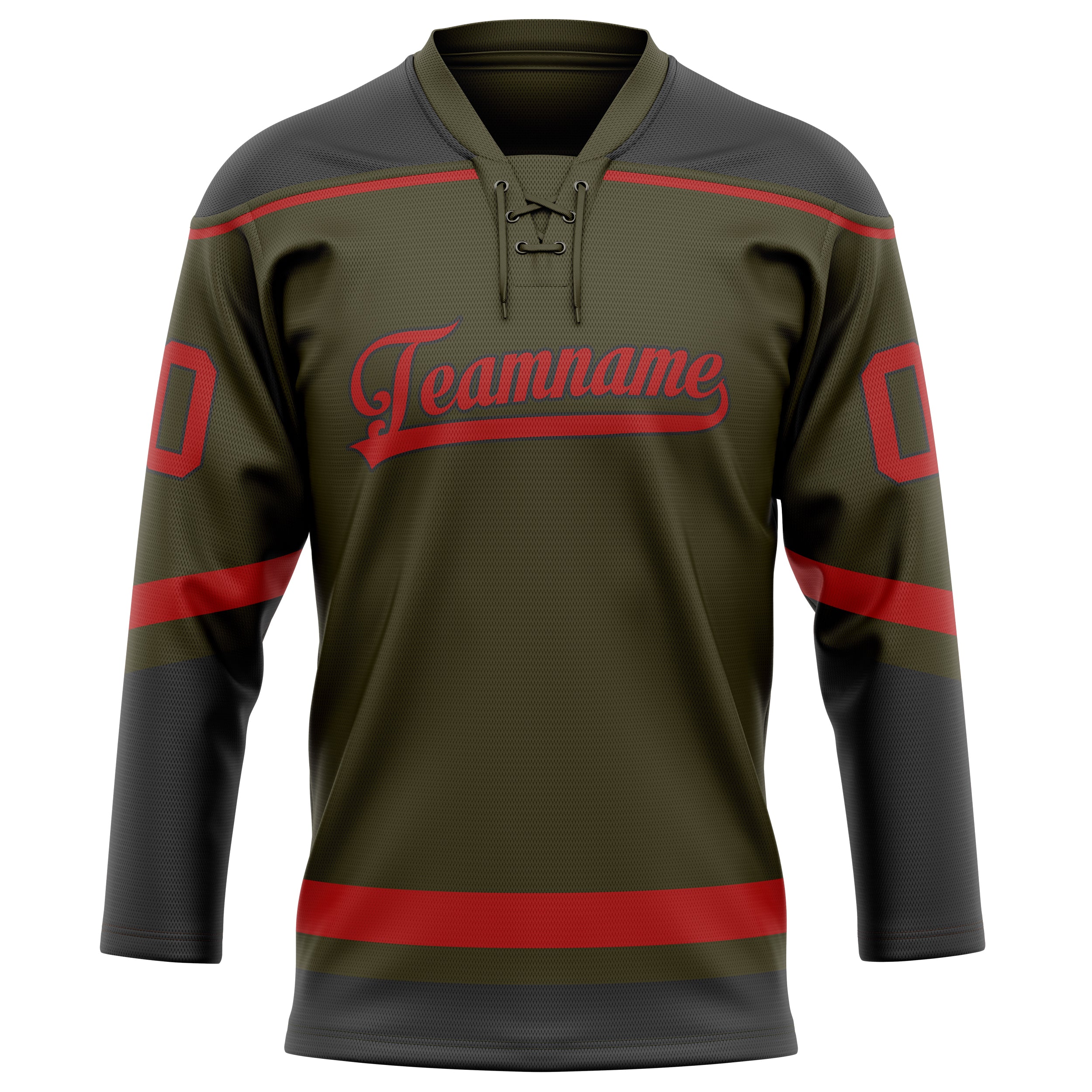 Maillot de hockey personnalisé rouge olive uni