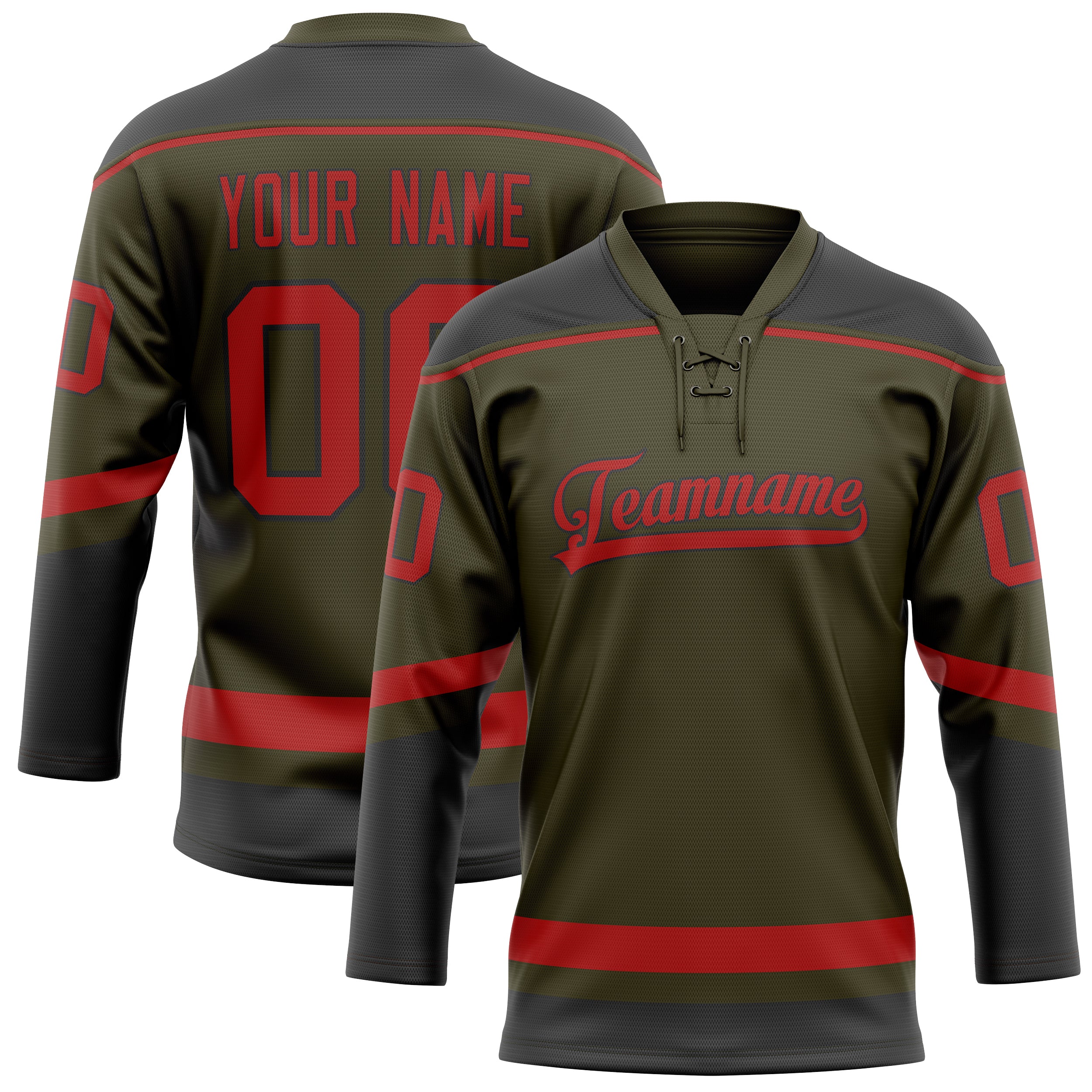 Maillot de hockey personnalisé rouge olive uni