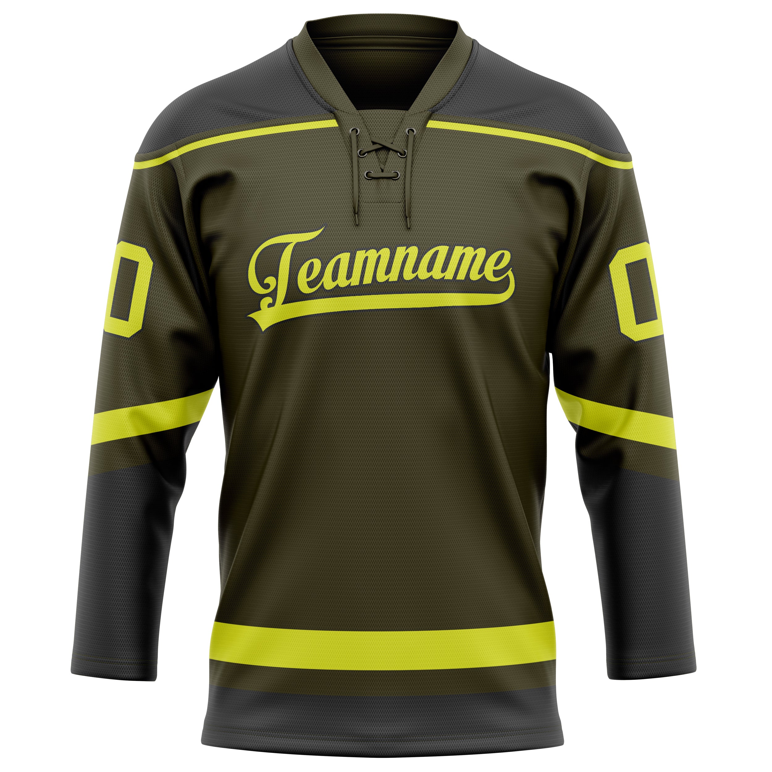 Maillot de hockey personnalisé vert olive fluo uni