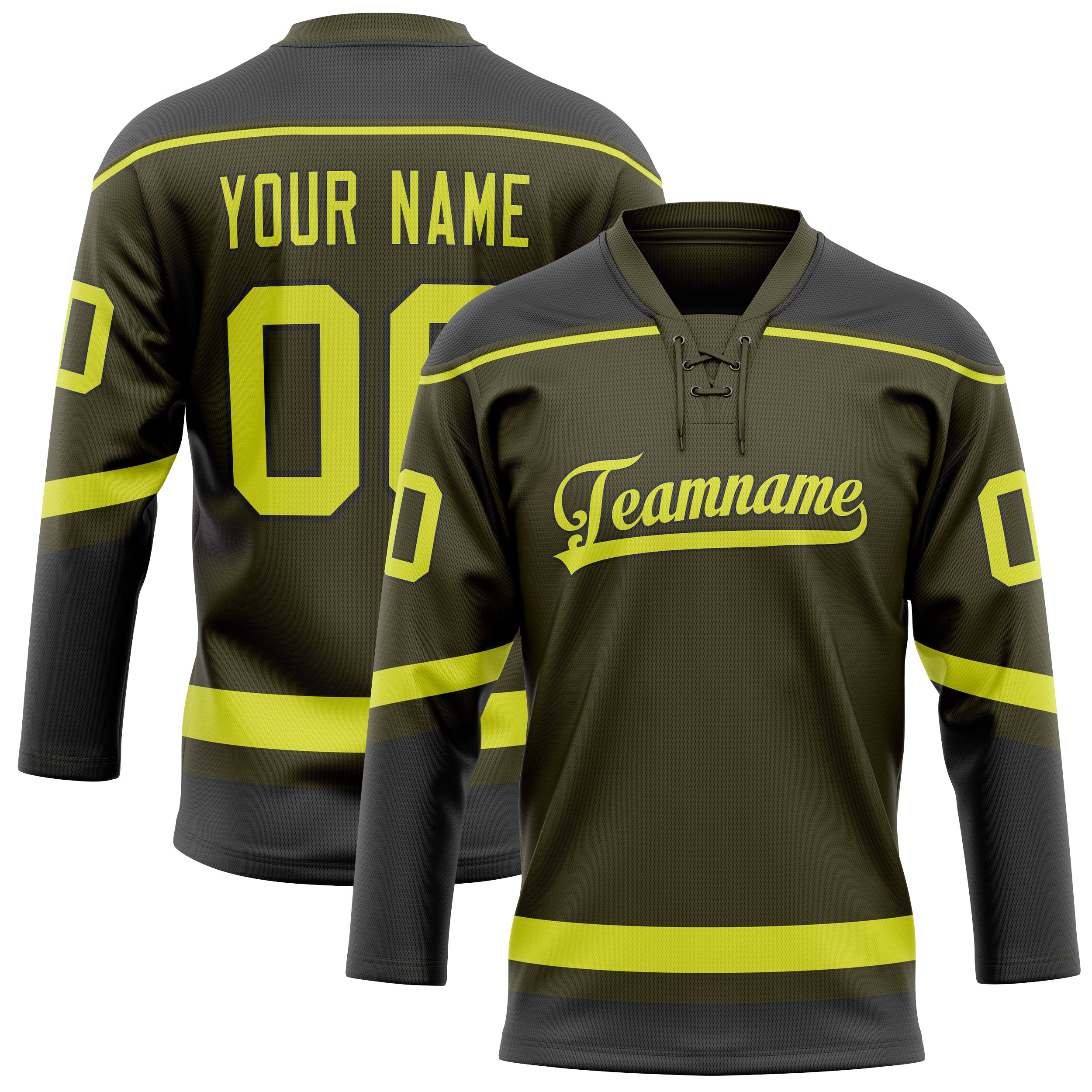 Maillot de hockey personnalisé vert olive fluo uni