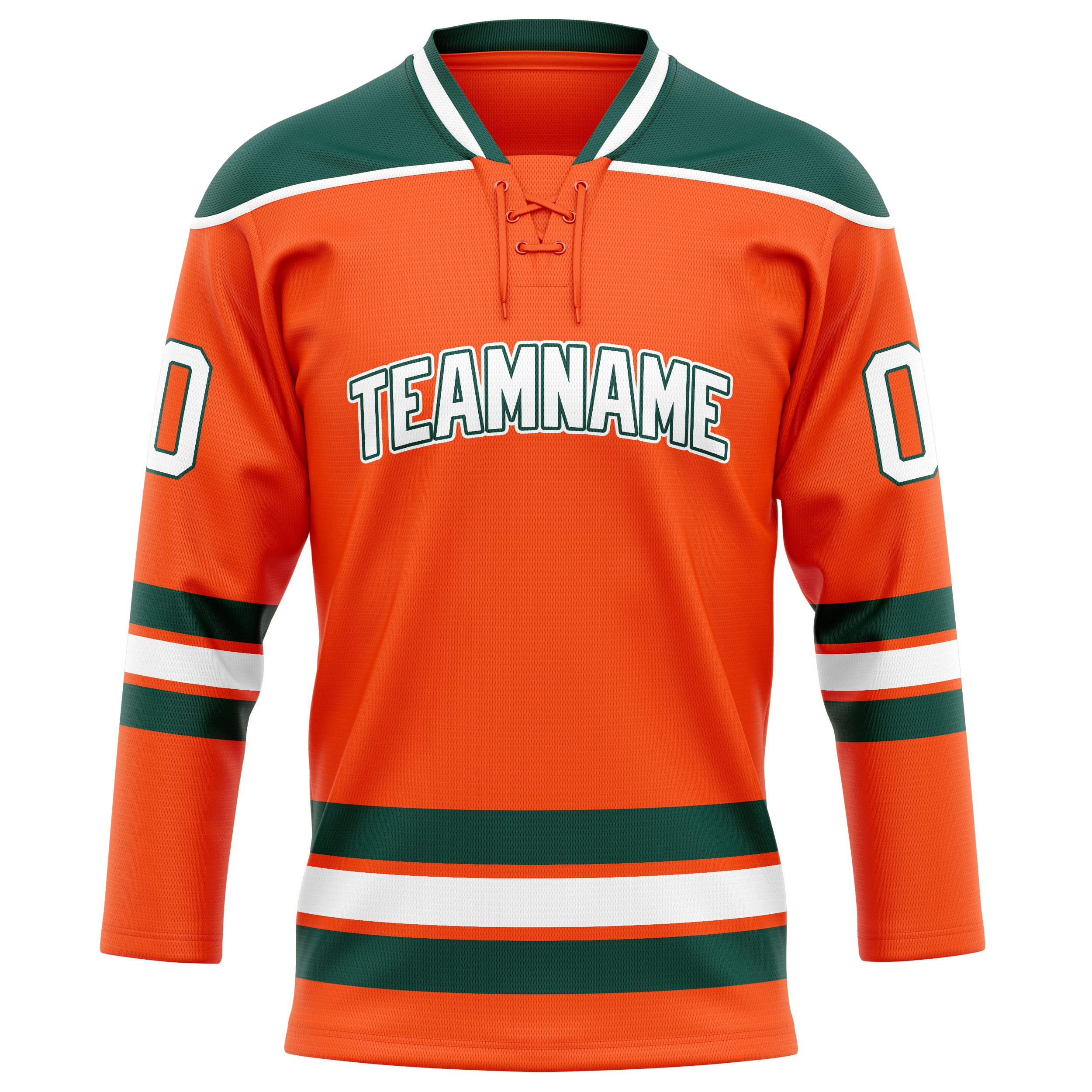 Maillot de hockey personnalisé orange et vert Kelly uni