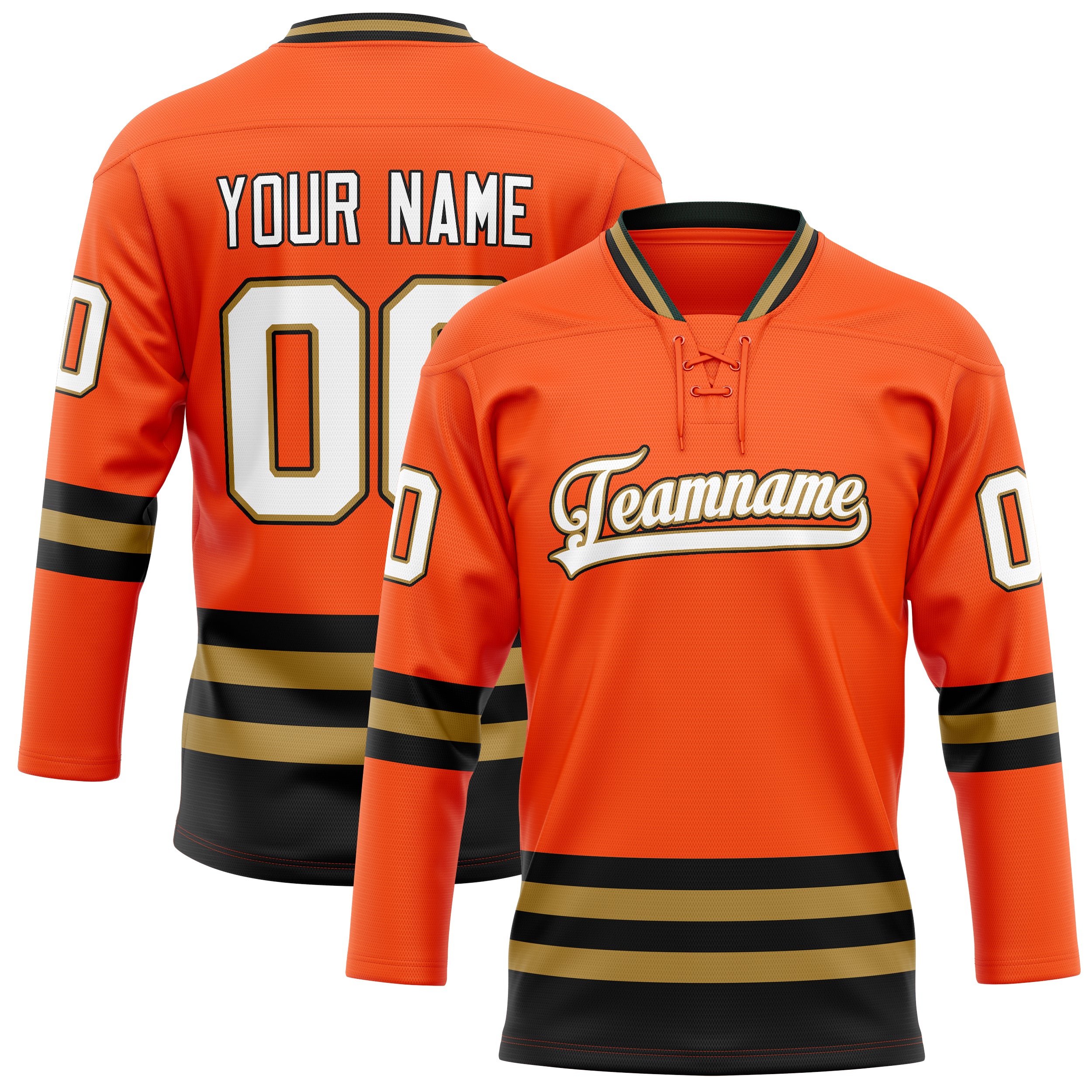 Maillot de hockey personnalisé orange et or uni