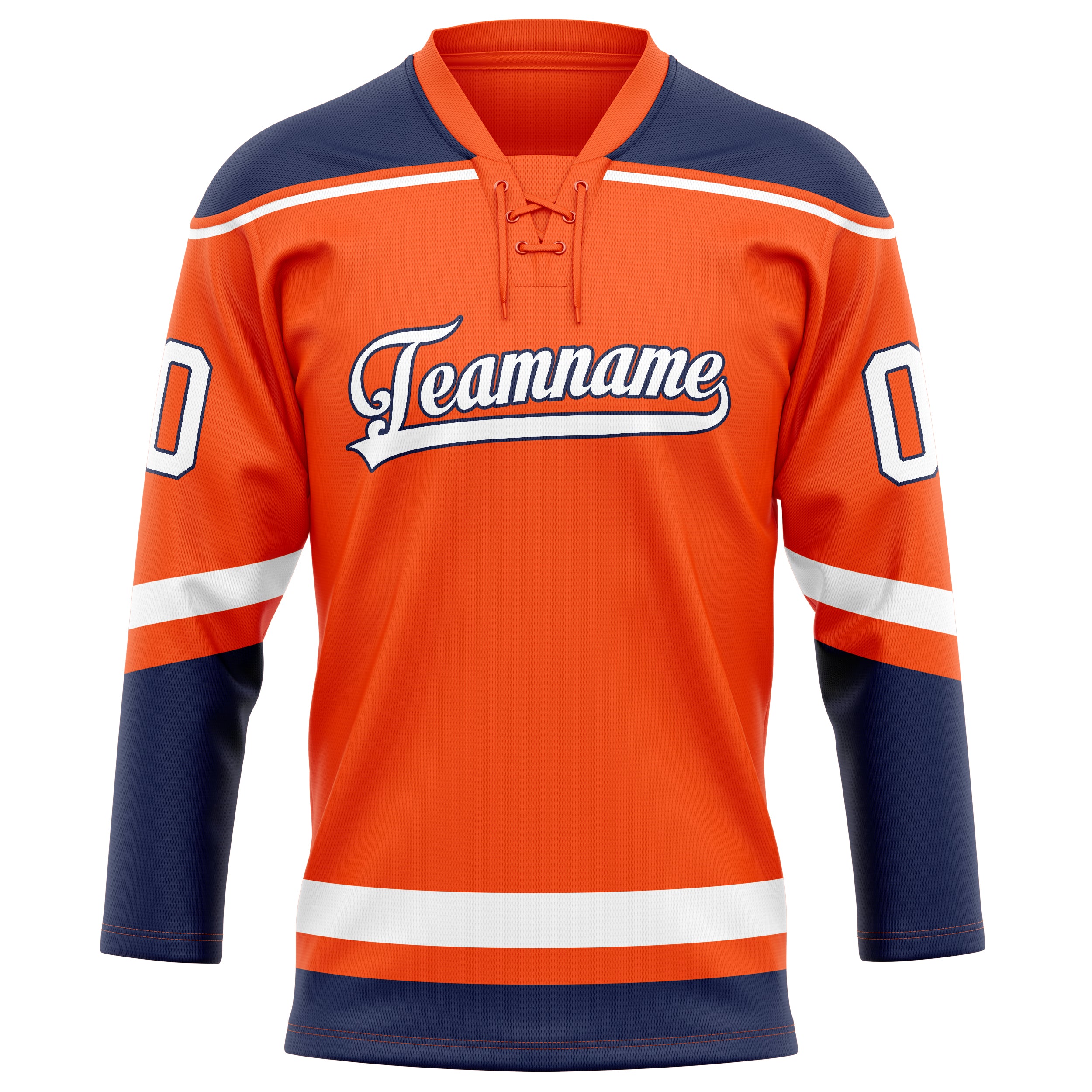 Maillot de hockey personnalisé orange et marine uni