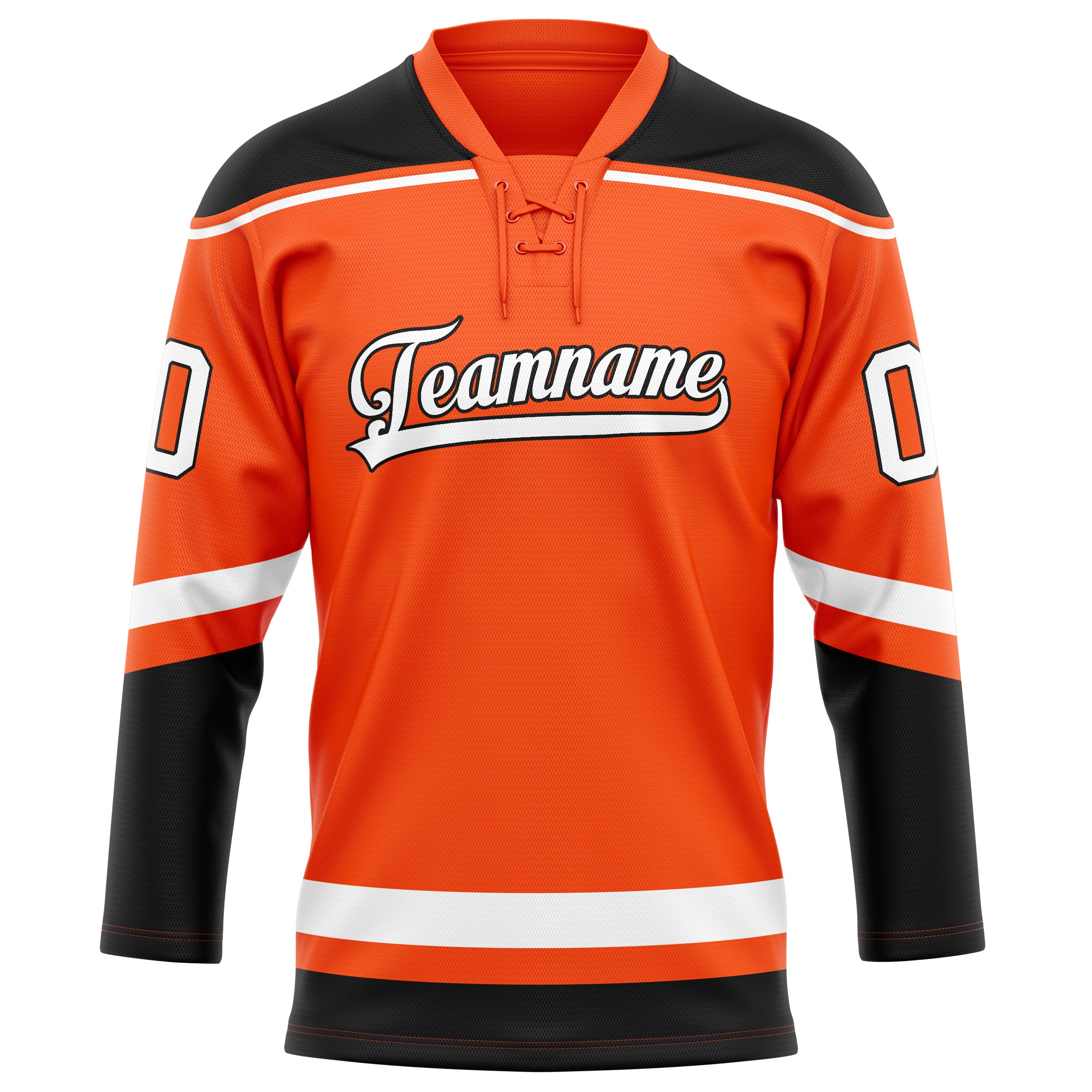 Maillot de hockey personnalisé orange et noir uni