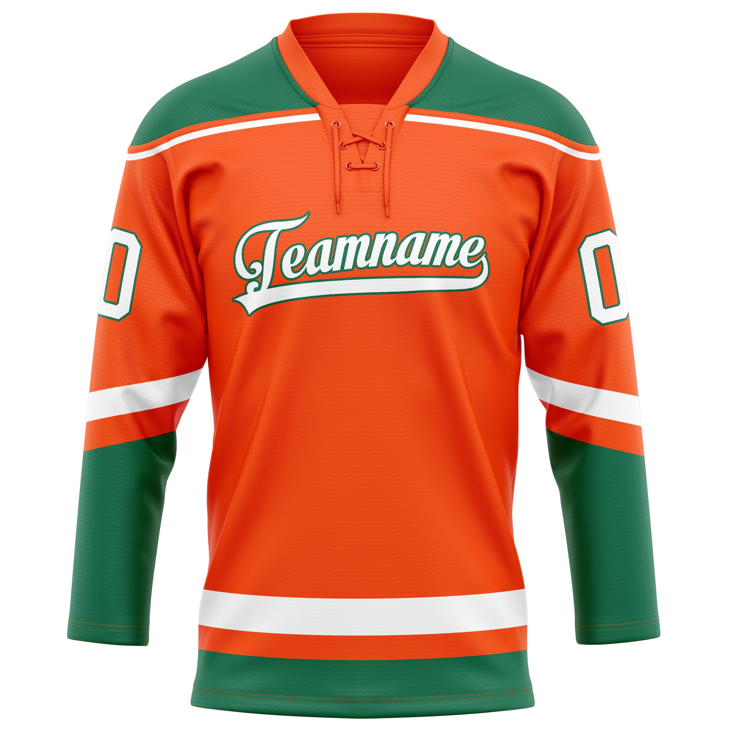 Maillot de hockey personnalisé orange et vert Kelly uni