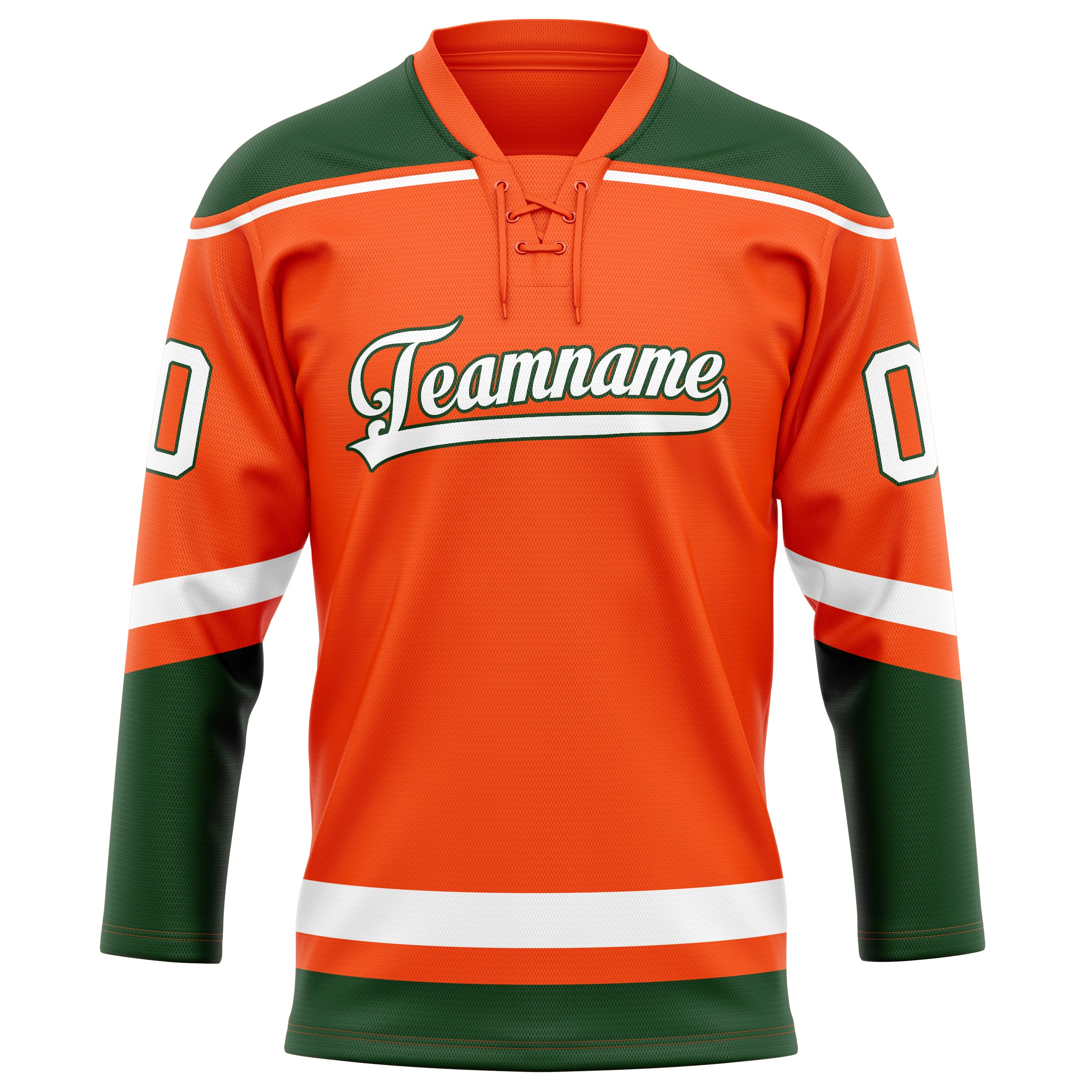 Maillot de hockey personnalisé orange et vert Kelly uni