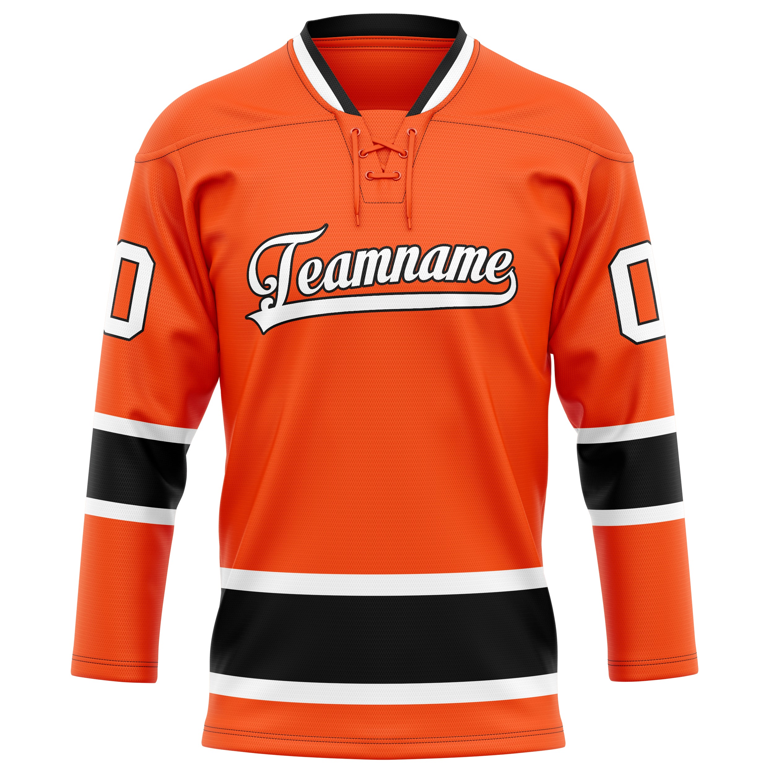 Maillot de hockey personnalisé orange et noir uni