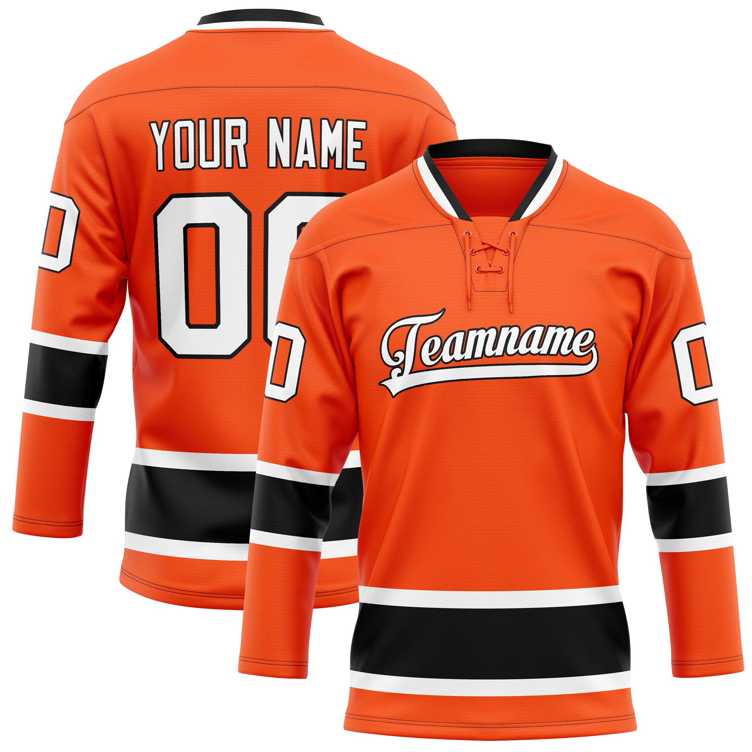 Maillot de hockey personnalisé orange et noir uni