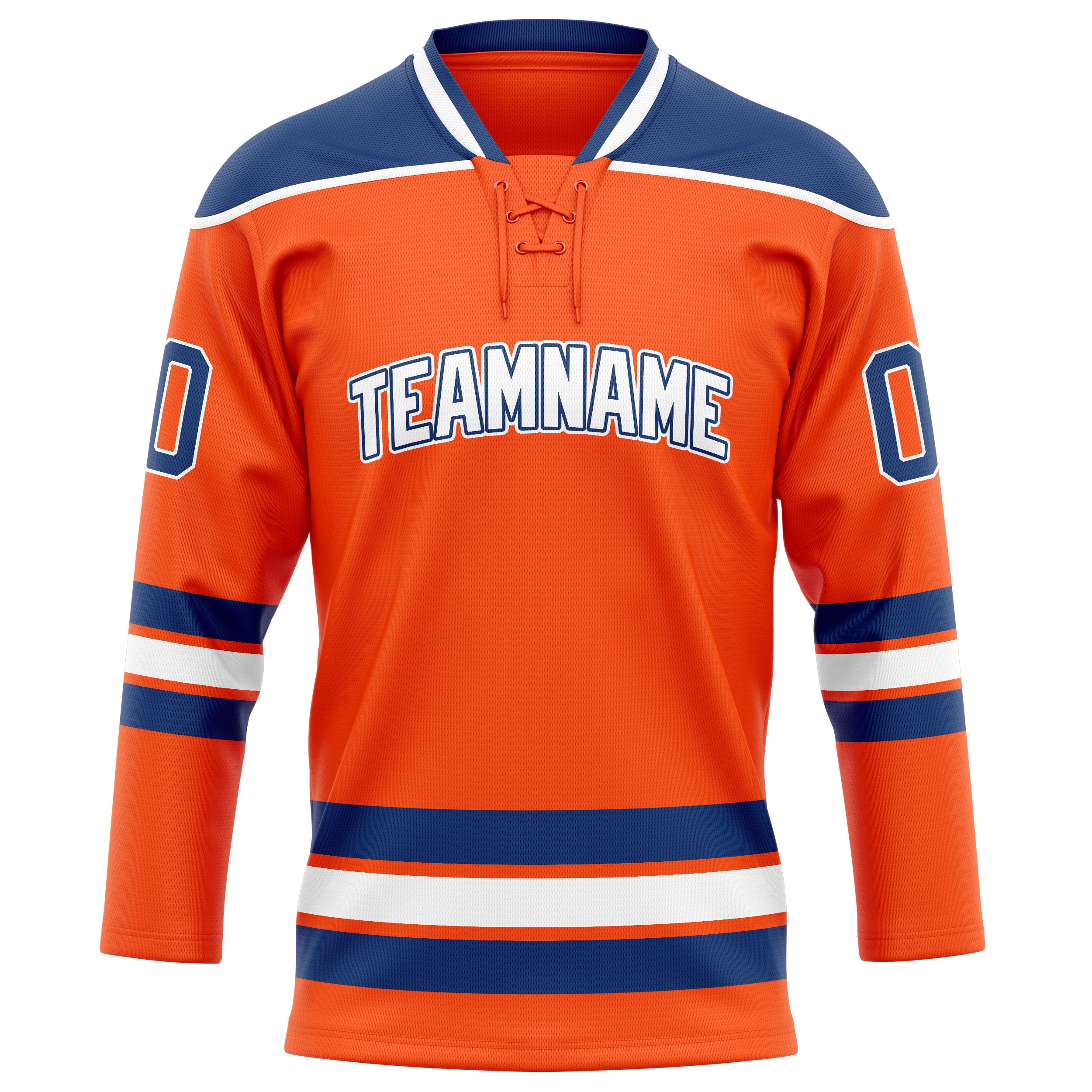 Maillot de hockey personnalisé orange et marine uni