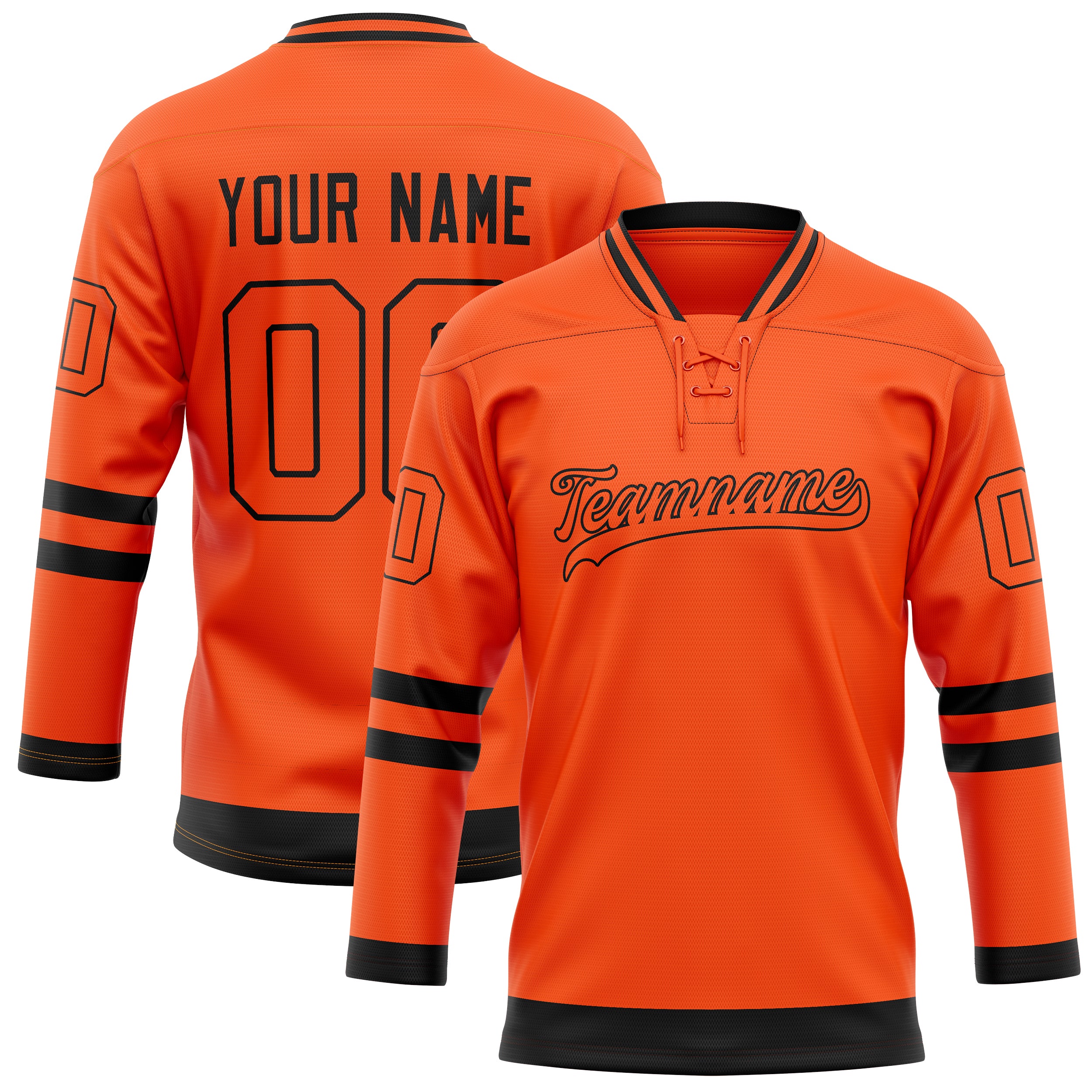 Maillot de hockey personnalisé orange et noir uni