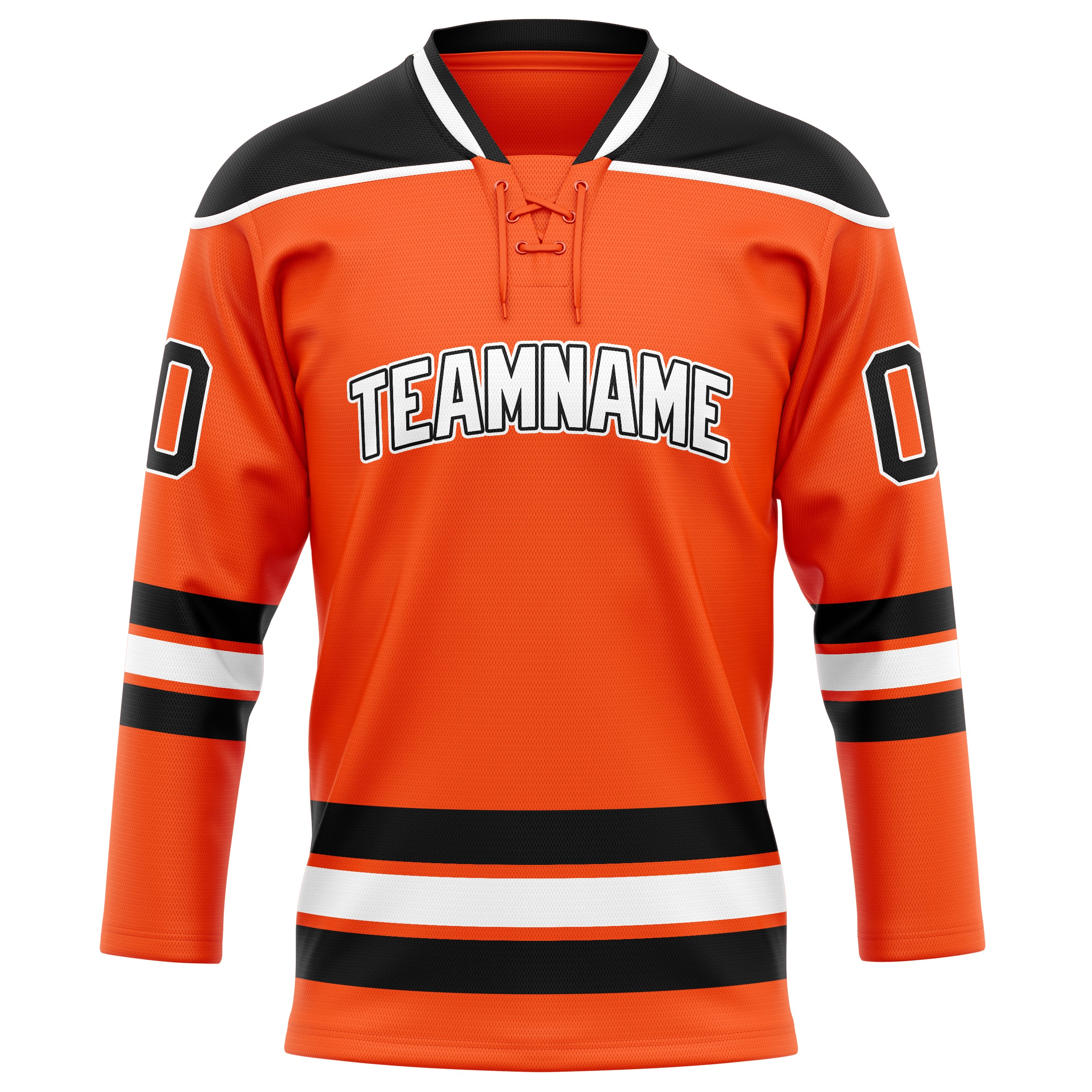 Maillot de hockey personnalisé orange et noir uni