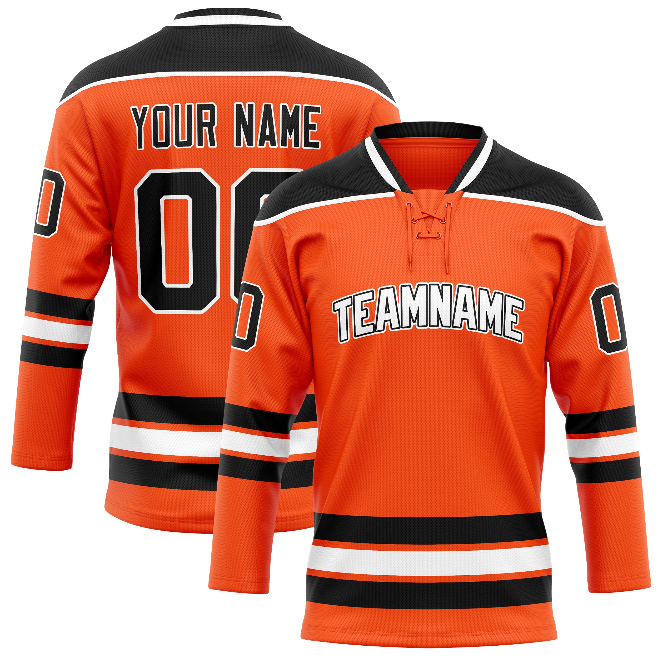 Maillot de hockey personnalisé orange et noir uni