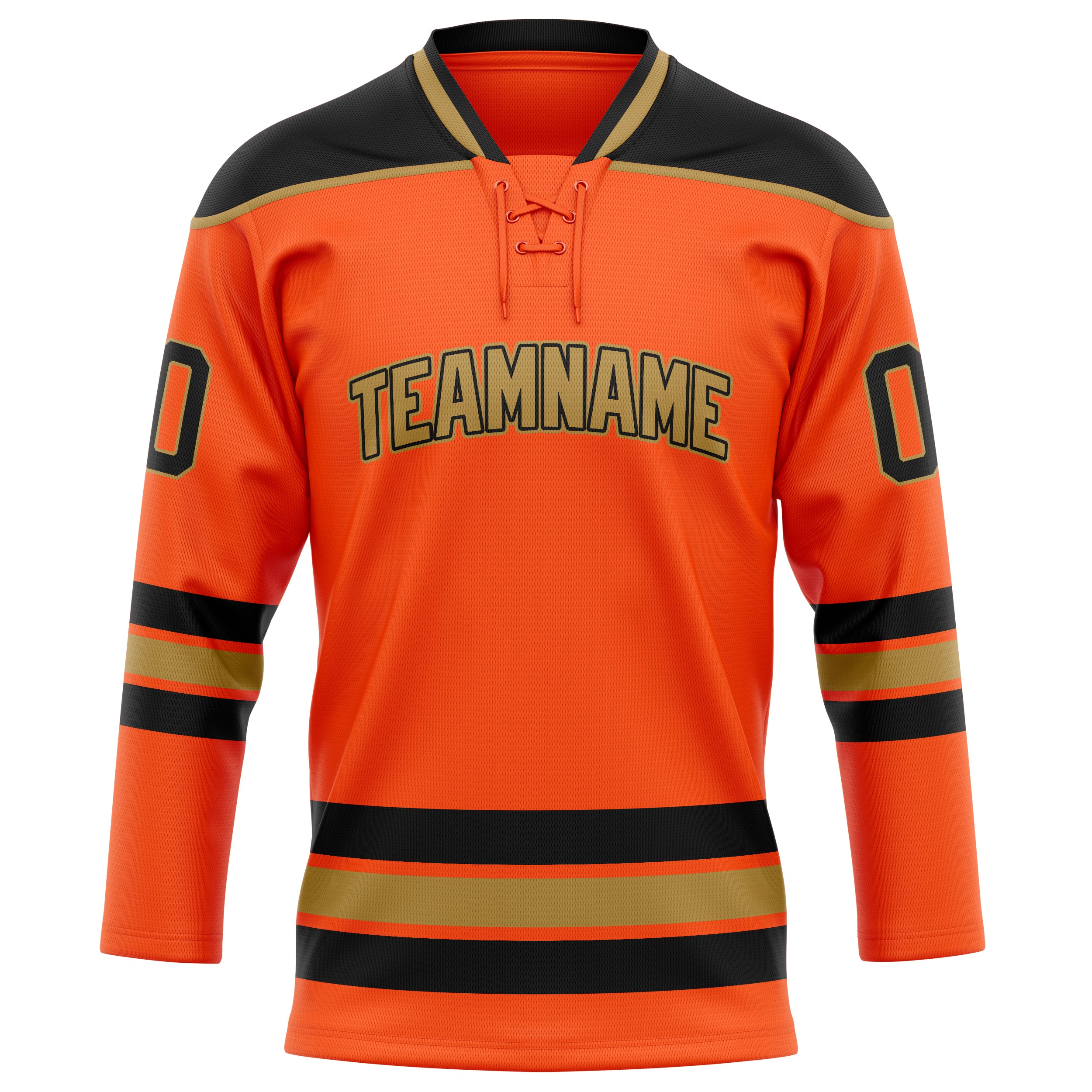 Maillot de hockey personnalisé orange et noir uni